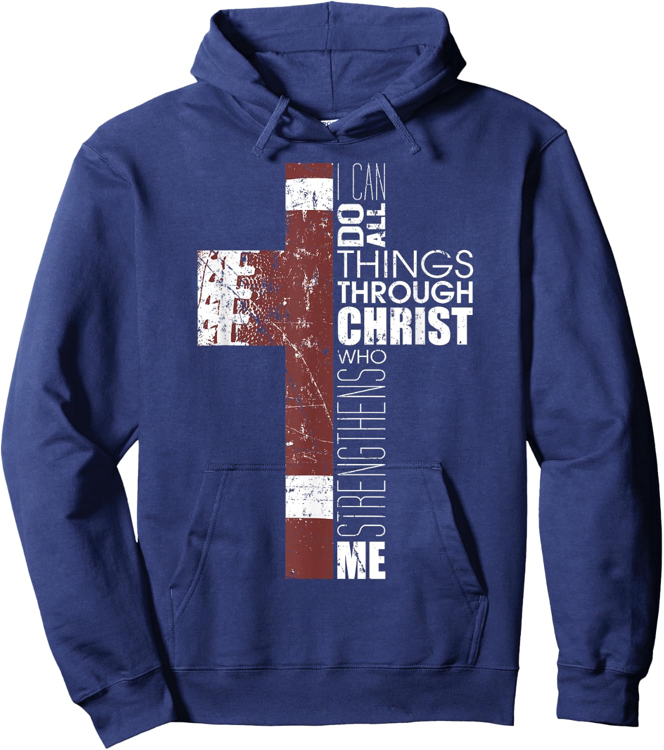 Christian Football Verse I Can Do All Things Through Christ Hoodie - Hoodie | Navy