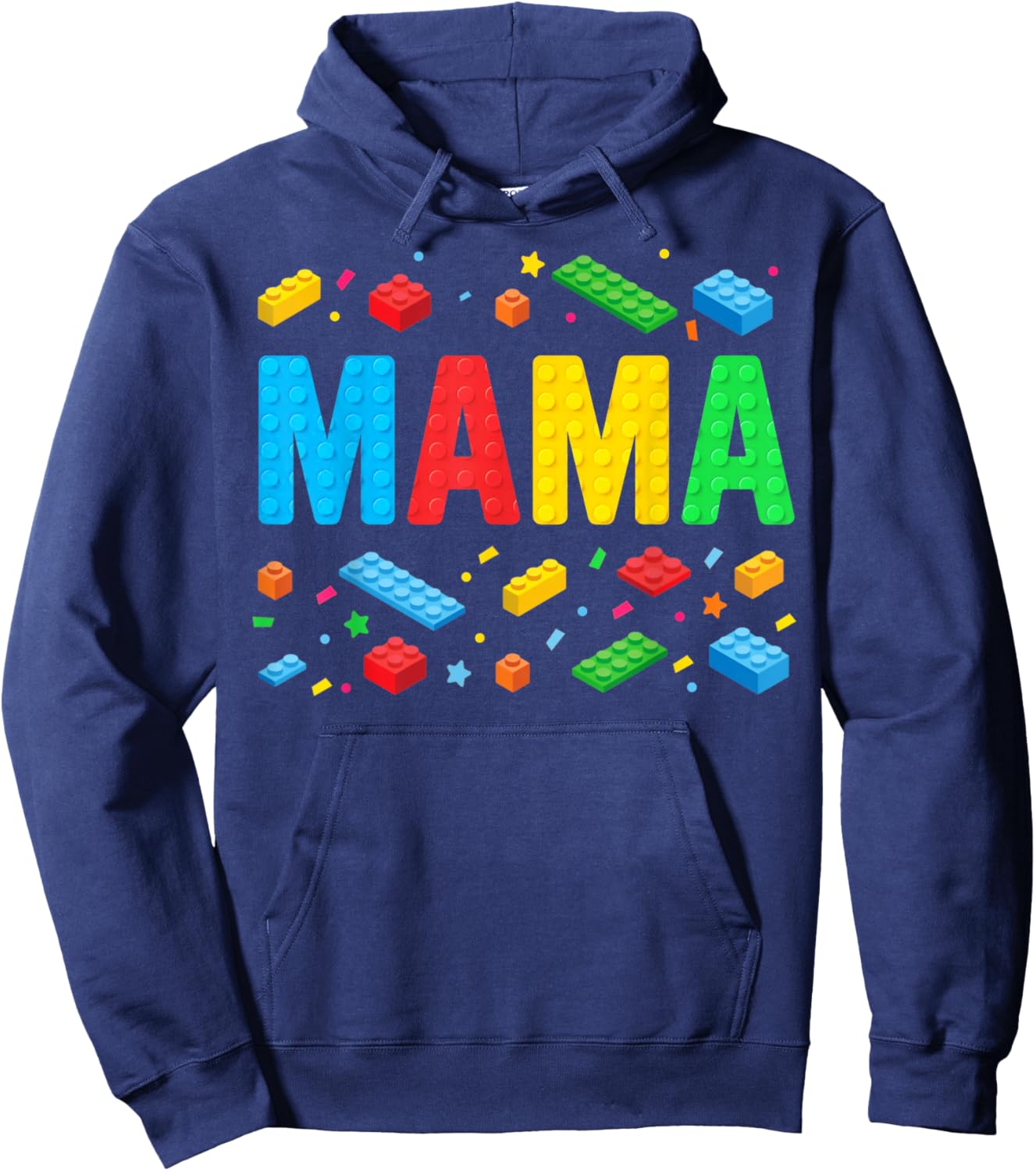 Mama Master Builder Building Bricks Blocks Funny Mothers Day Hoodie - Hoodie | Navy