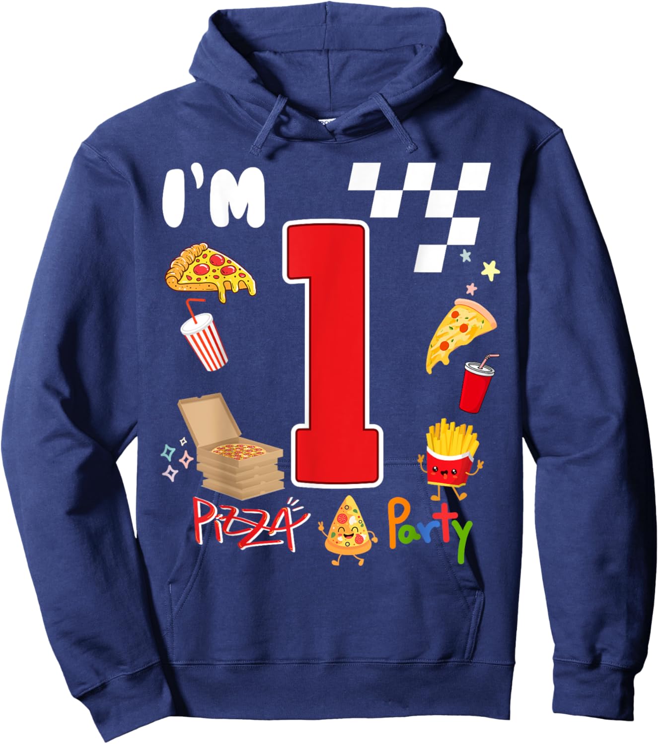Pizza Lover 1st Birthday Crew 1 Year Old Funny Matching Hoodie - Hoodie | Navy