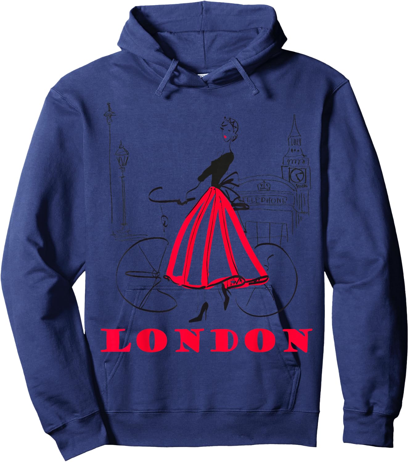 London - woman - Big Ben shirt - Bicycle - 5 Hoodie - Hoodie | Navy