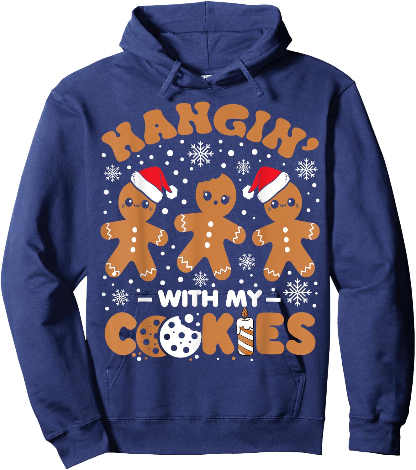 Hangin With My Cookies Gingerbread Women Christmas Teacher Hoodie - Hoodie | Navy