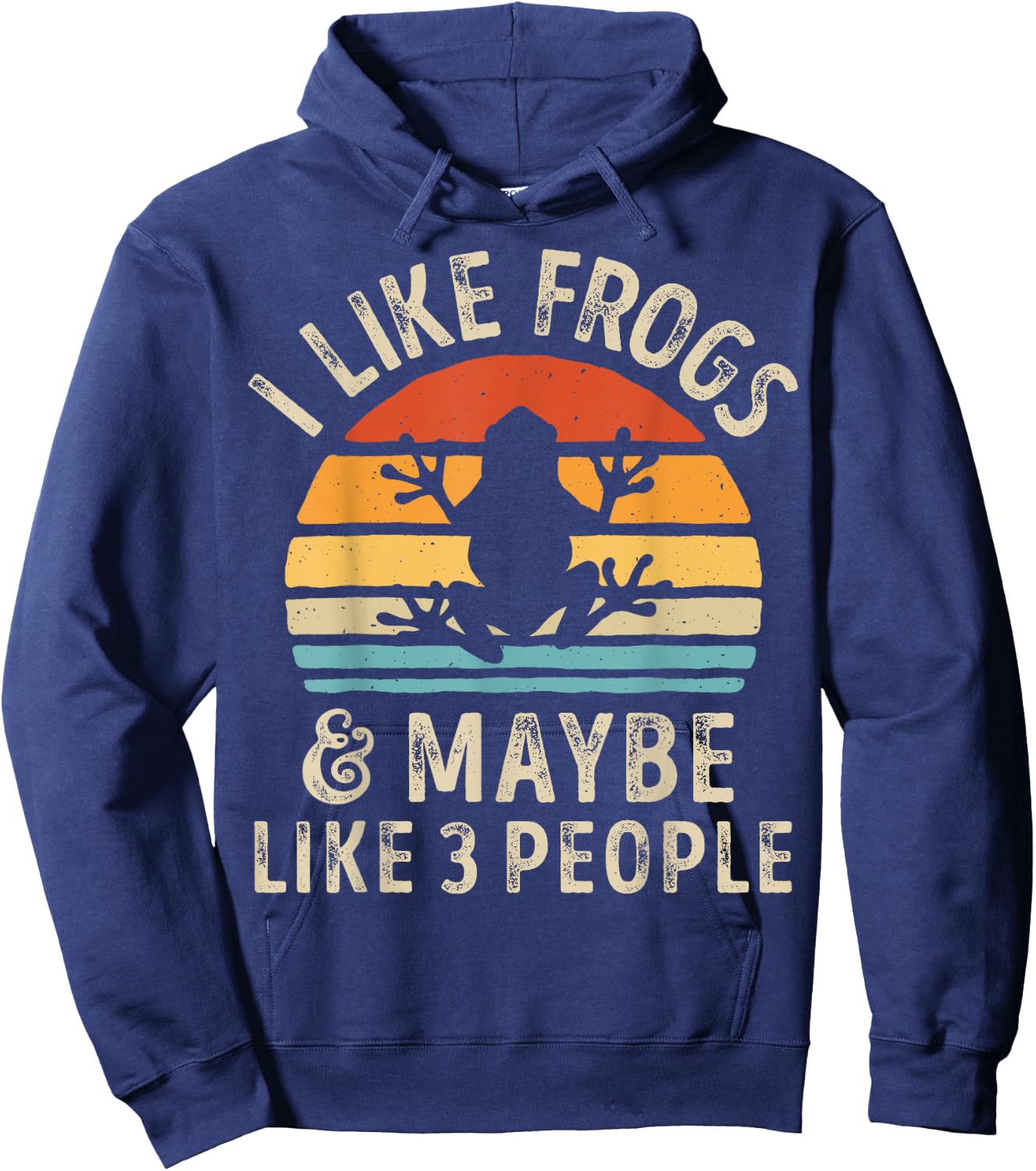 I Like Frogs and Maybe 3 People Frog Lover Retro Vintage Men Hoodie - Hoodie | Navy