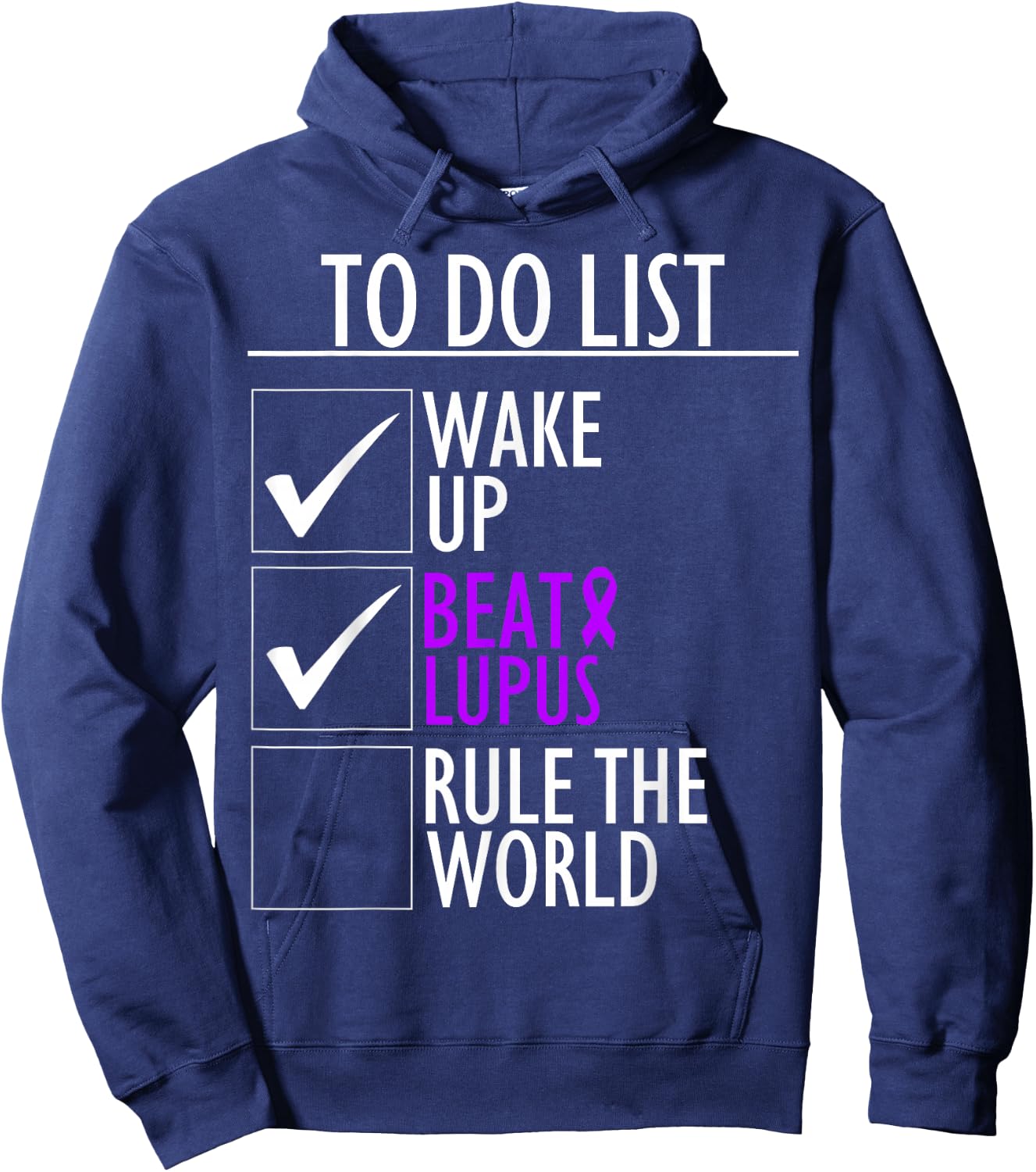 Purple Ribbon Wolf To Do List Beat Lupus Awareness Hoodie - Hoodie | Navy
