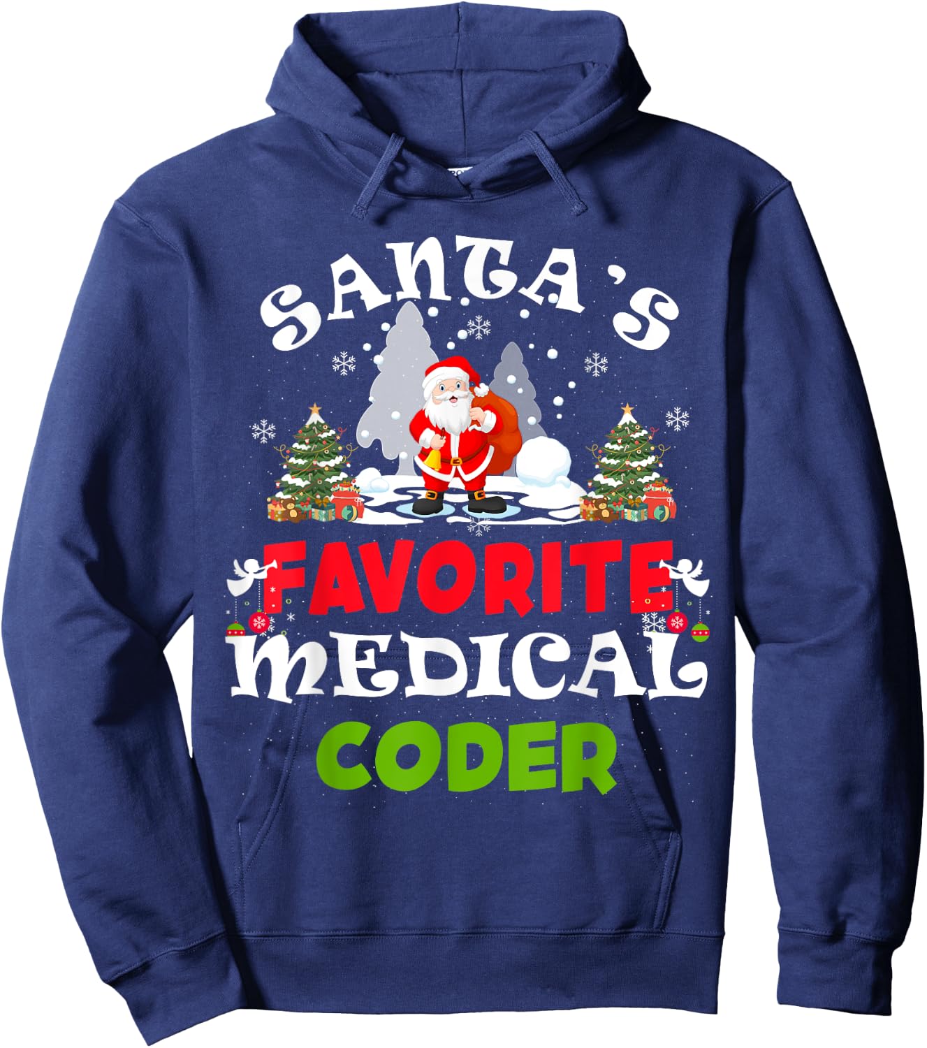 Santa's Favorite Medical Coder Funny Christmas Gift Hoodie - Hoodie | Navy