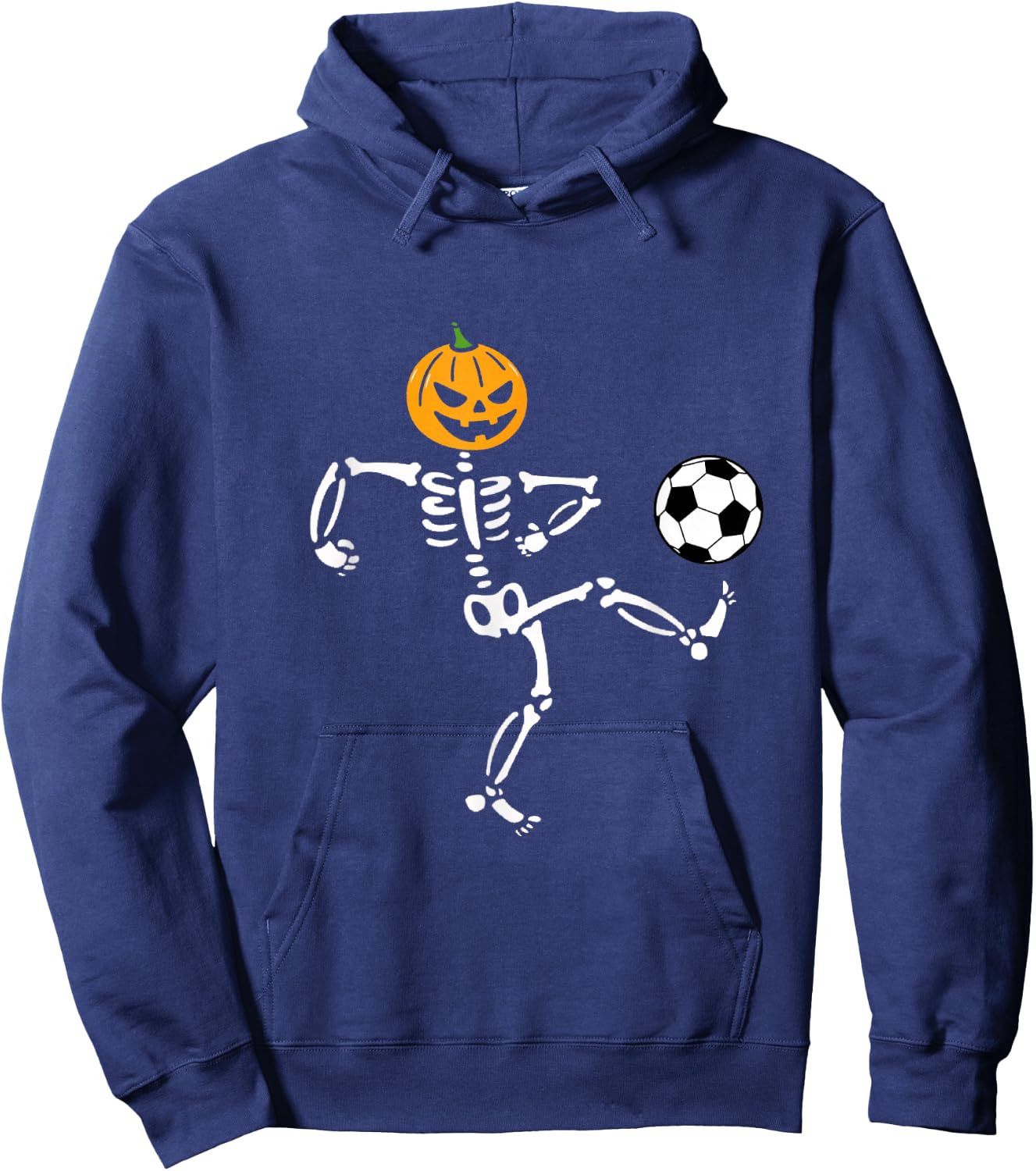 Pumpkin Skeleton Soccer Player Halloween Men Boys Soccer Hoodie - Hoodie | Navy