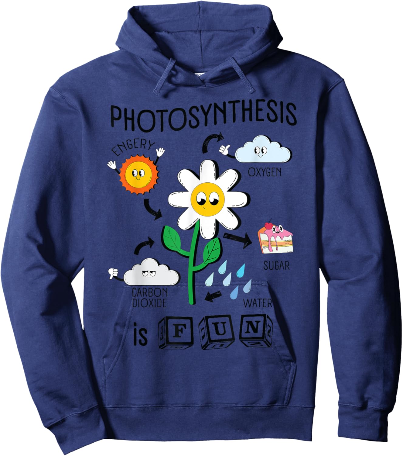 Photosynthesis is Fun Cartoon Plants Teacher Graphic Men Women Girls Kids Hoodie - Hoodie | Navy