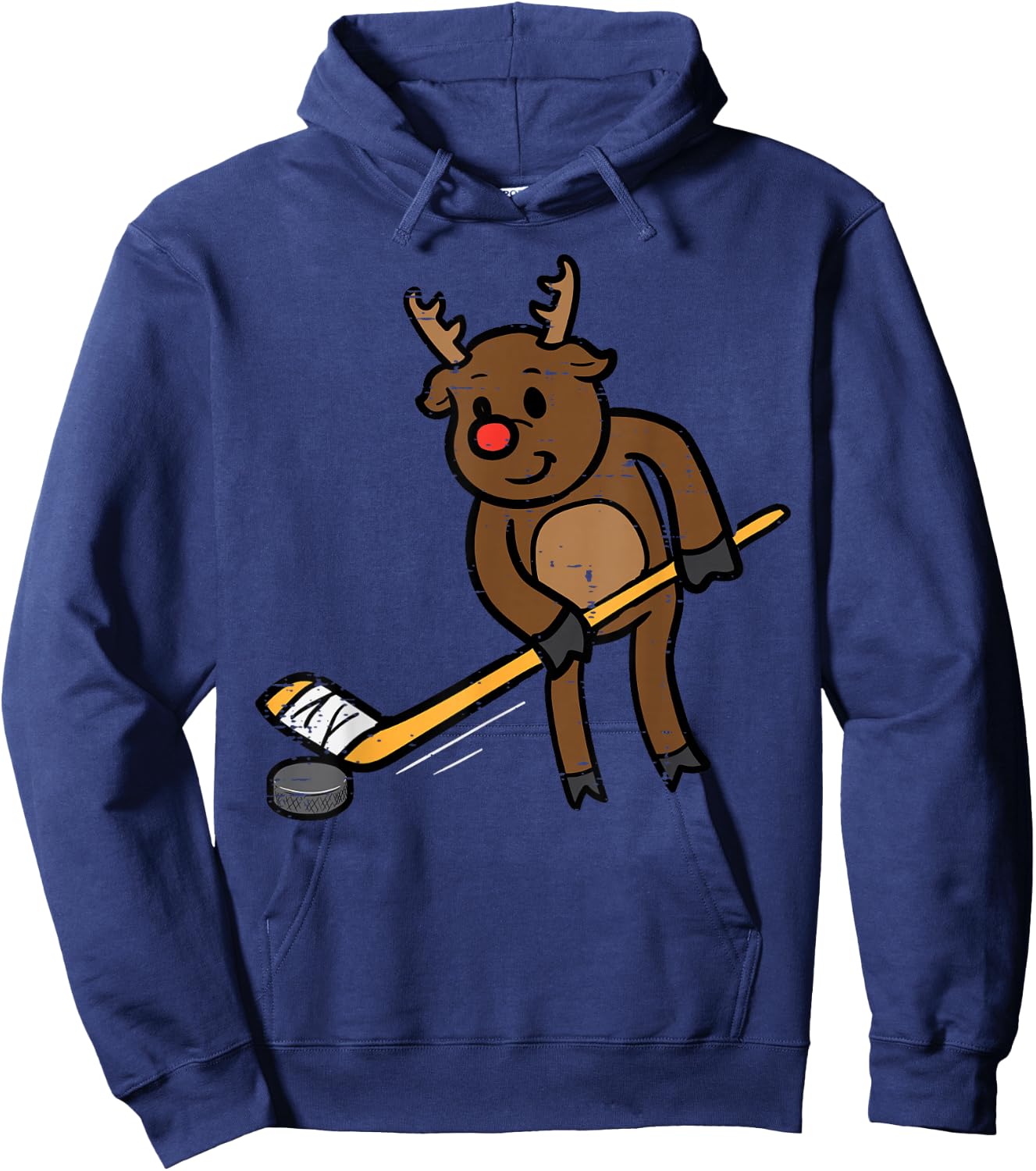 Christmas Reindeer Ice Hockey Funny Xmas Sport Men Boys Kids Hoodie - Hoodie | Navy