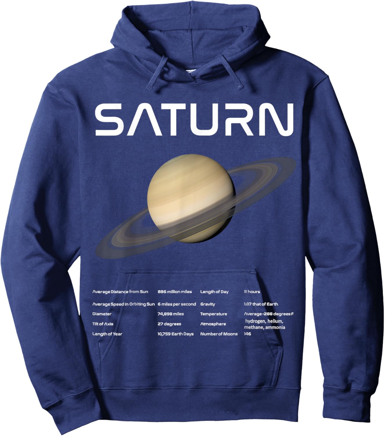 Nerdy Saturn Astronomy Science Planets Solar System Facts Wt Hoodie - Hoodie | Navy