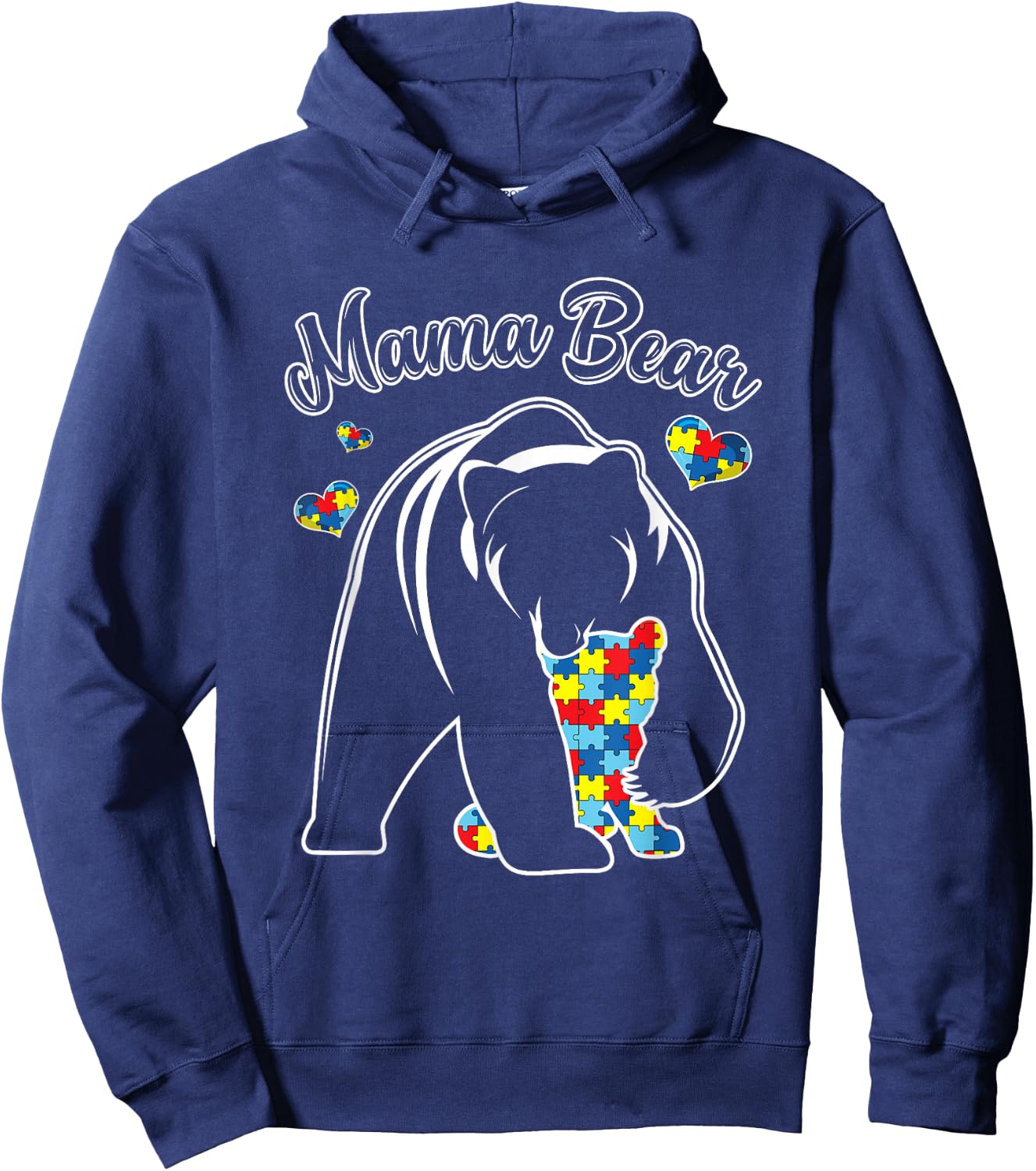 Cute Mama Bear Autism Awareness Autistic Family Lover Hoodie - Hoodie | Navy