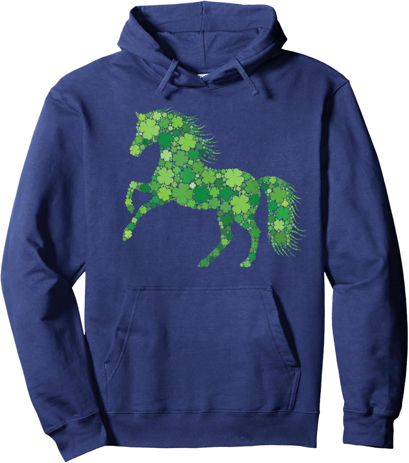 Funny Shamrock Horse Irish Leaf Horses St. Patrick's Day Hoodie - Hoodie | Navy