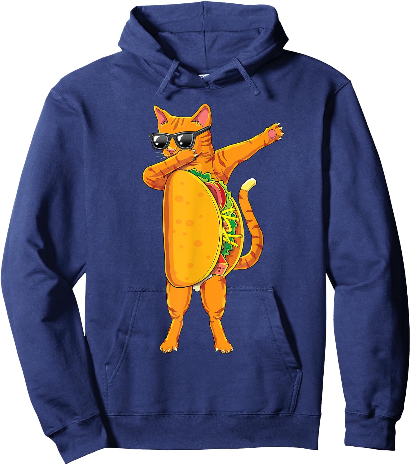 Dabbing Tacocat Sunglasses- Taco Cat Funny Dab shirt Hoodie - Hoodie | Navy