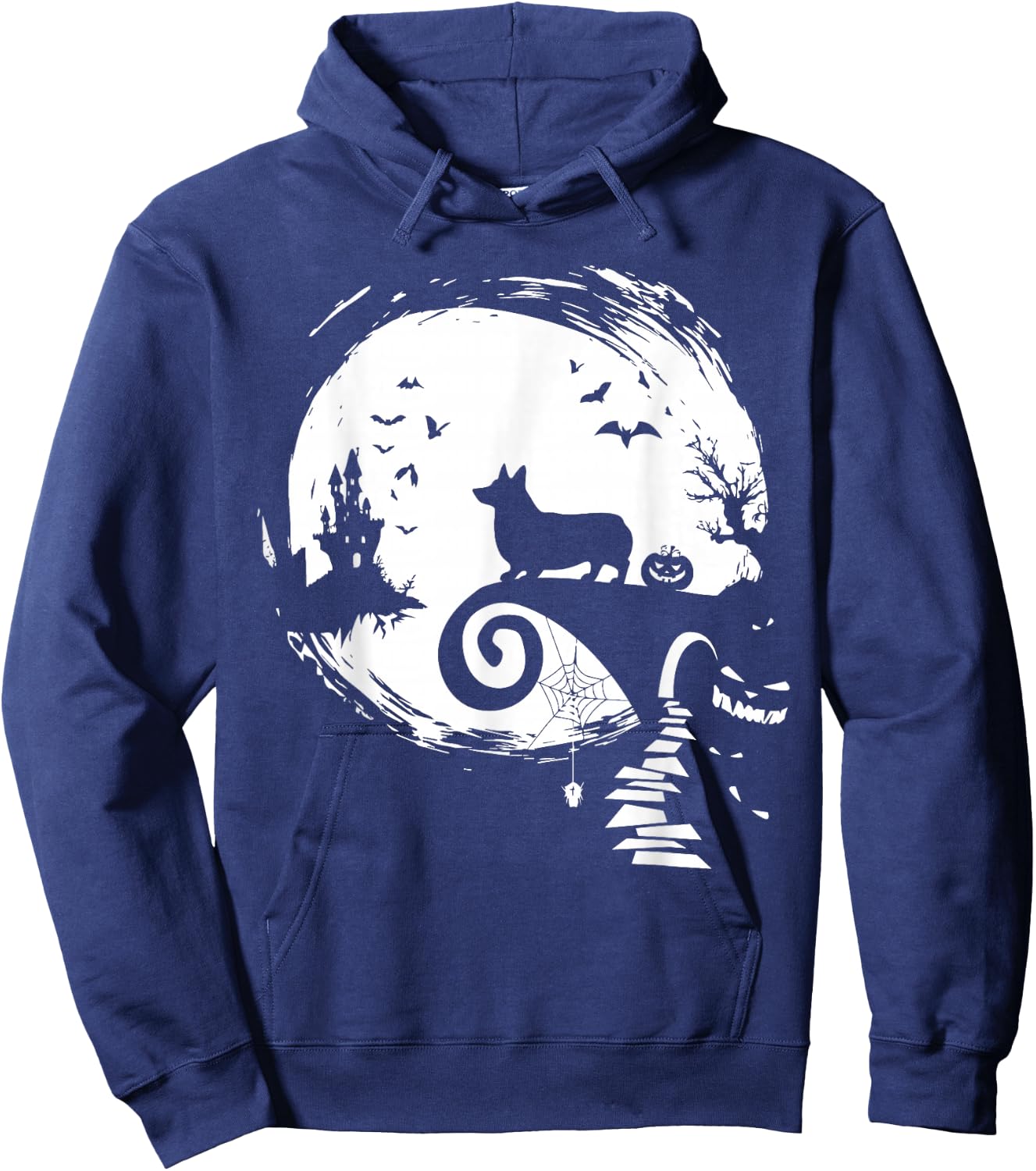 Corgi Dog and Moon Halloween Costume Dog Lover Funny Hoodie - Hoodie | Navy