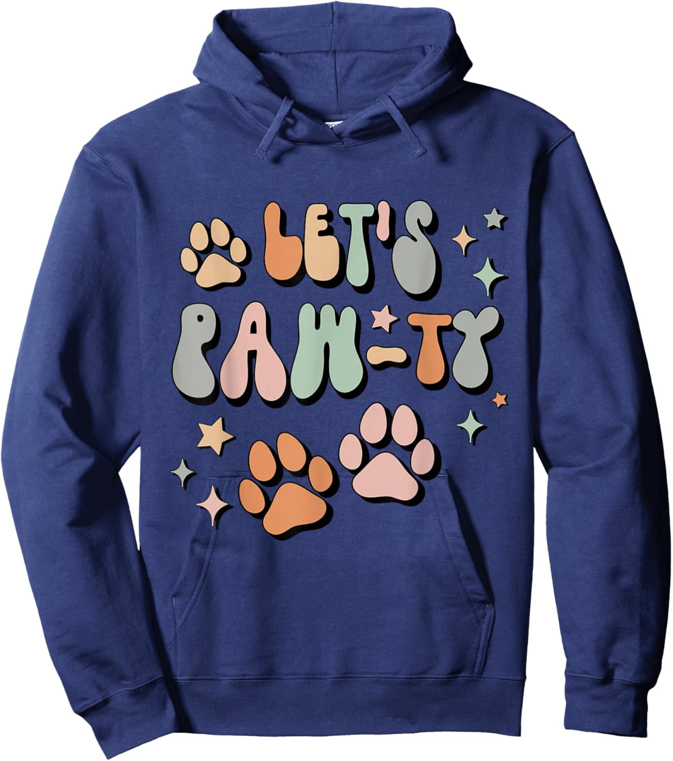 Let's Pawty Birthday Party Retro Dog Mom Dog Dad Hoodie - Hoodie | Navy