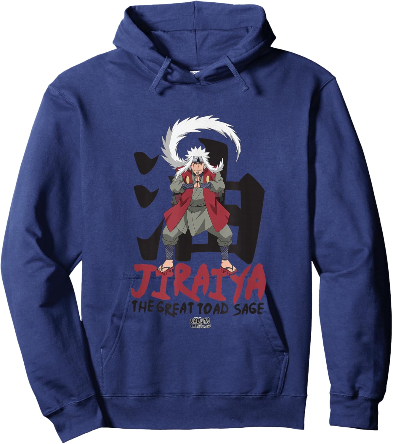 Naruto Shippuden Jiraiya Large Toad Sage with Kanji Anime Hoodie - Hoodie | Navy