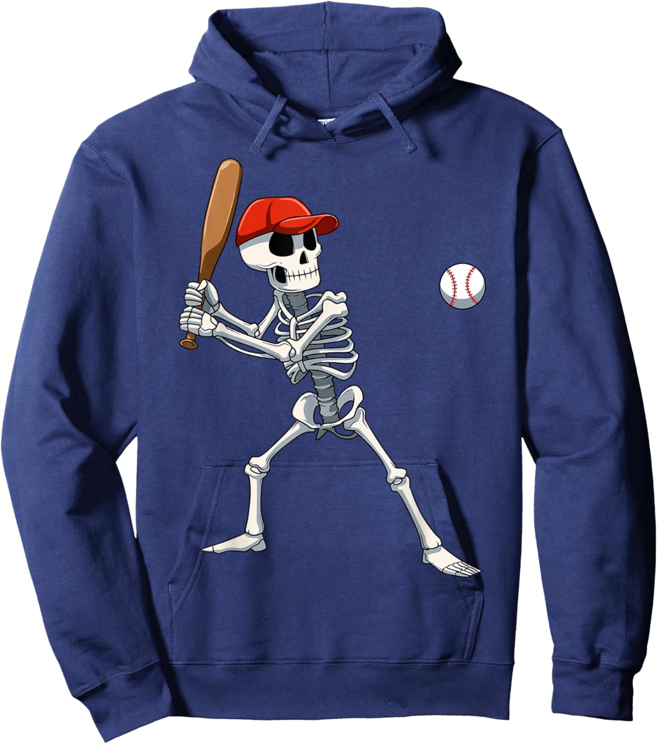 Baseball Skeleton Halloween Skeleton Playing Baseball Hoodie - Hoodie | Navy