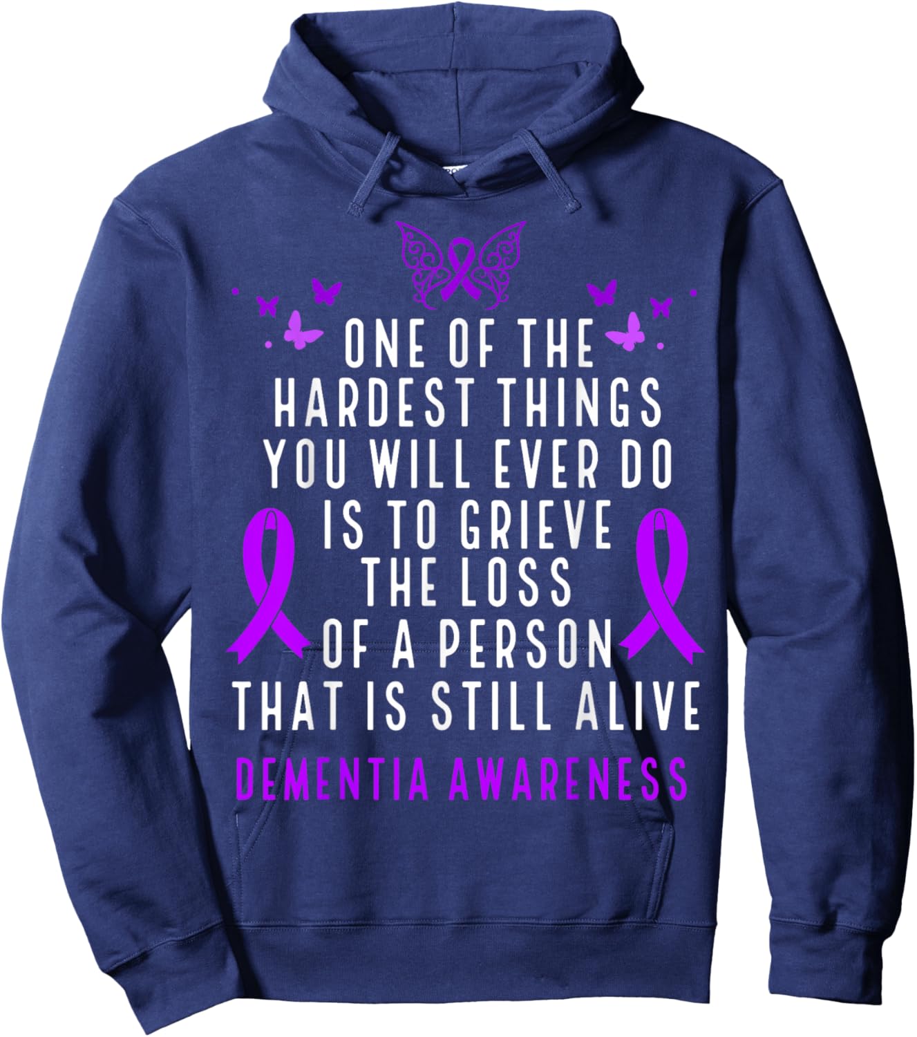 Dementia Awareness Month Butterfly Warrior Alzheimers Hoodie - Hoodie | Navy