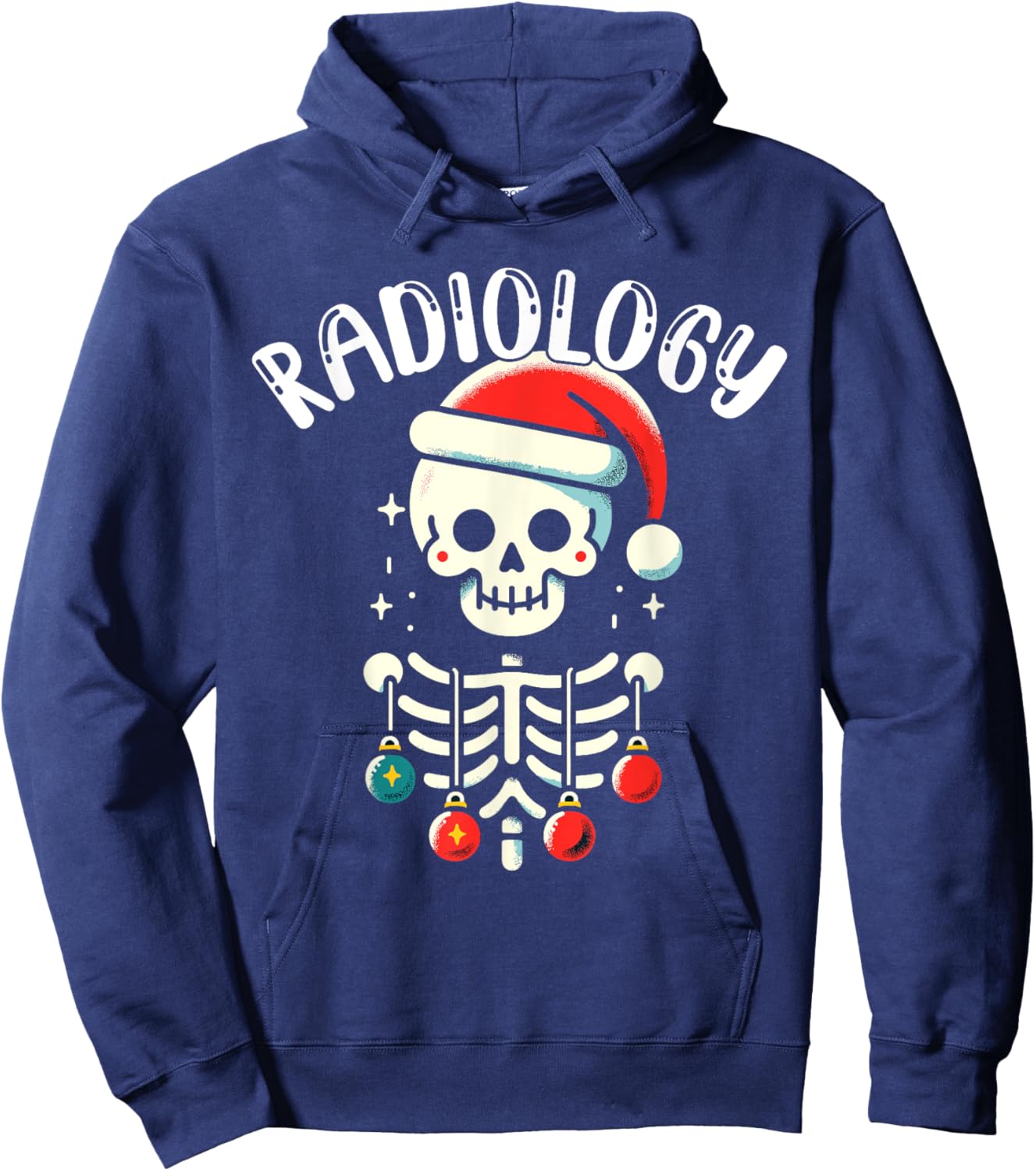 Radiology Christmas Skeleton - Santa Claus Hat X-Ray Tech Hoodie - Hoodie | Navy