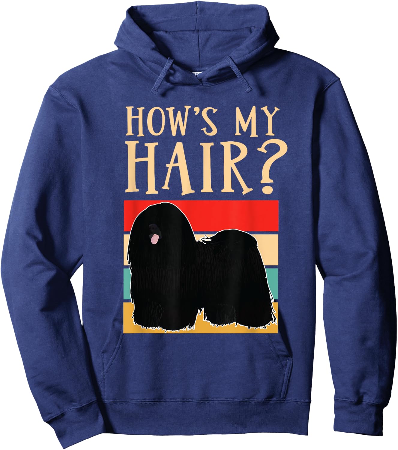 How's My Hair Funny Dreadlock Hungarian Puli Dog Breed Men Women Girls Kids Hoodie - Hoodie | Navy