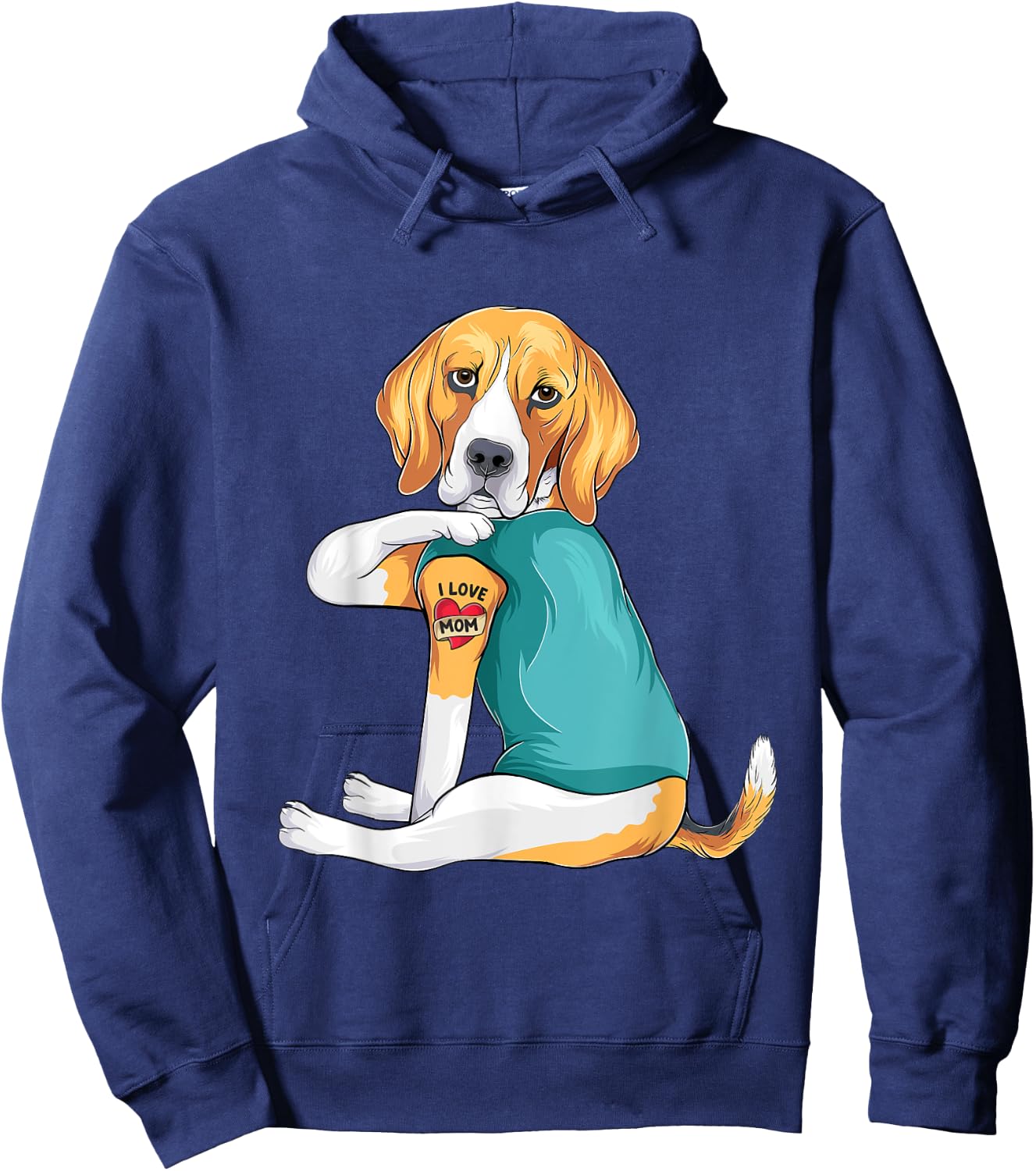 Mother's Day gift funny dog Mom Beagle i love mom tattoo Hoodie - Hoodie | Navy
