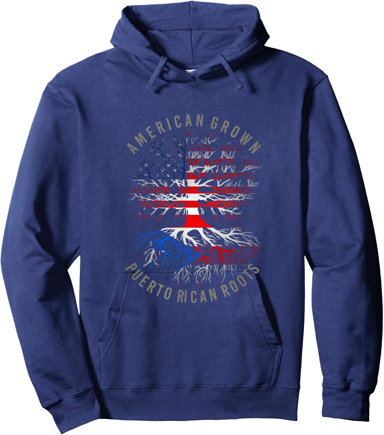 American Grown Puerto Rican Roots USA Rico Flag Heritage Hoodie - Hoodie | Navy