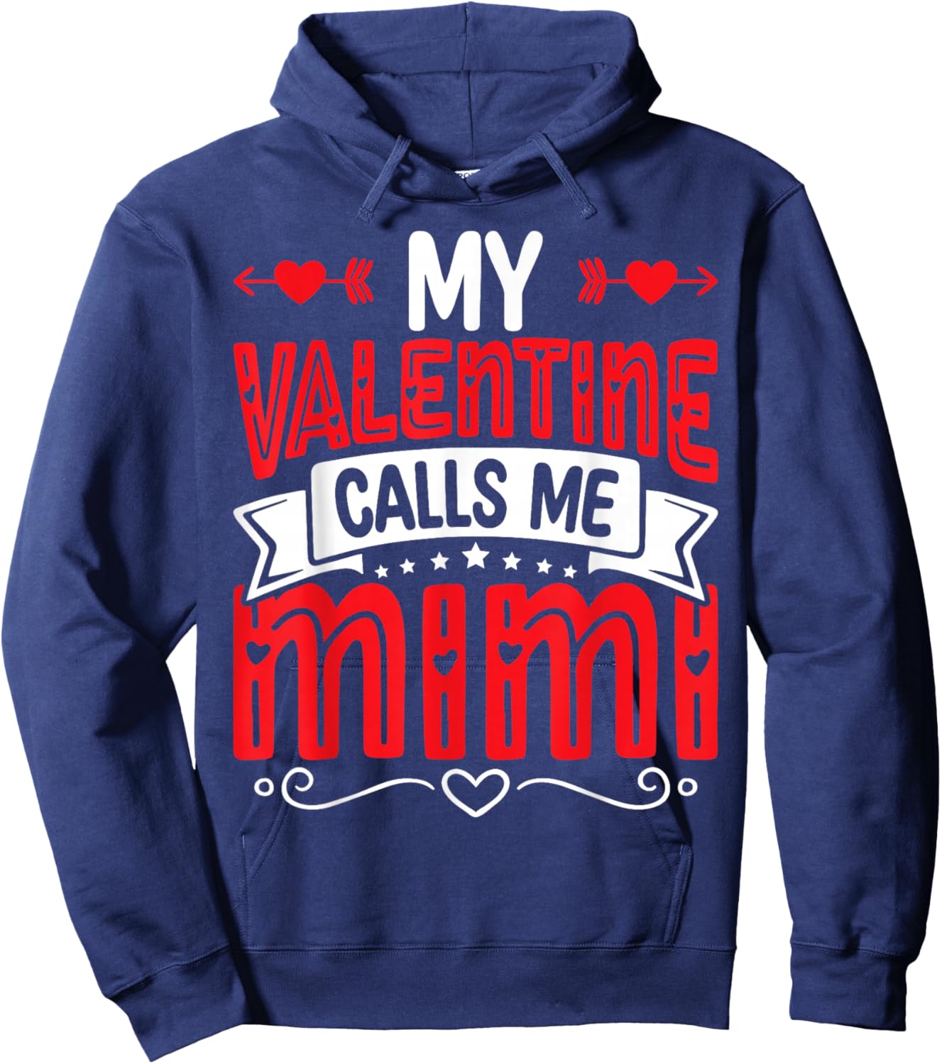 My Valentine Calls Me Mimi Groovy Valentine Hearts Hoodie - Hoodie | Navy