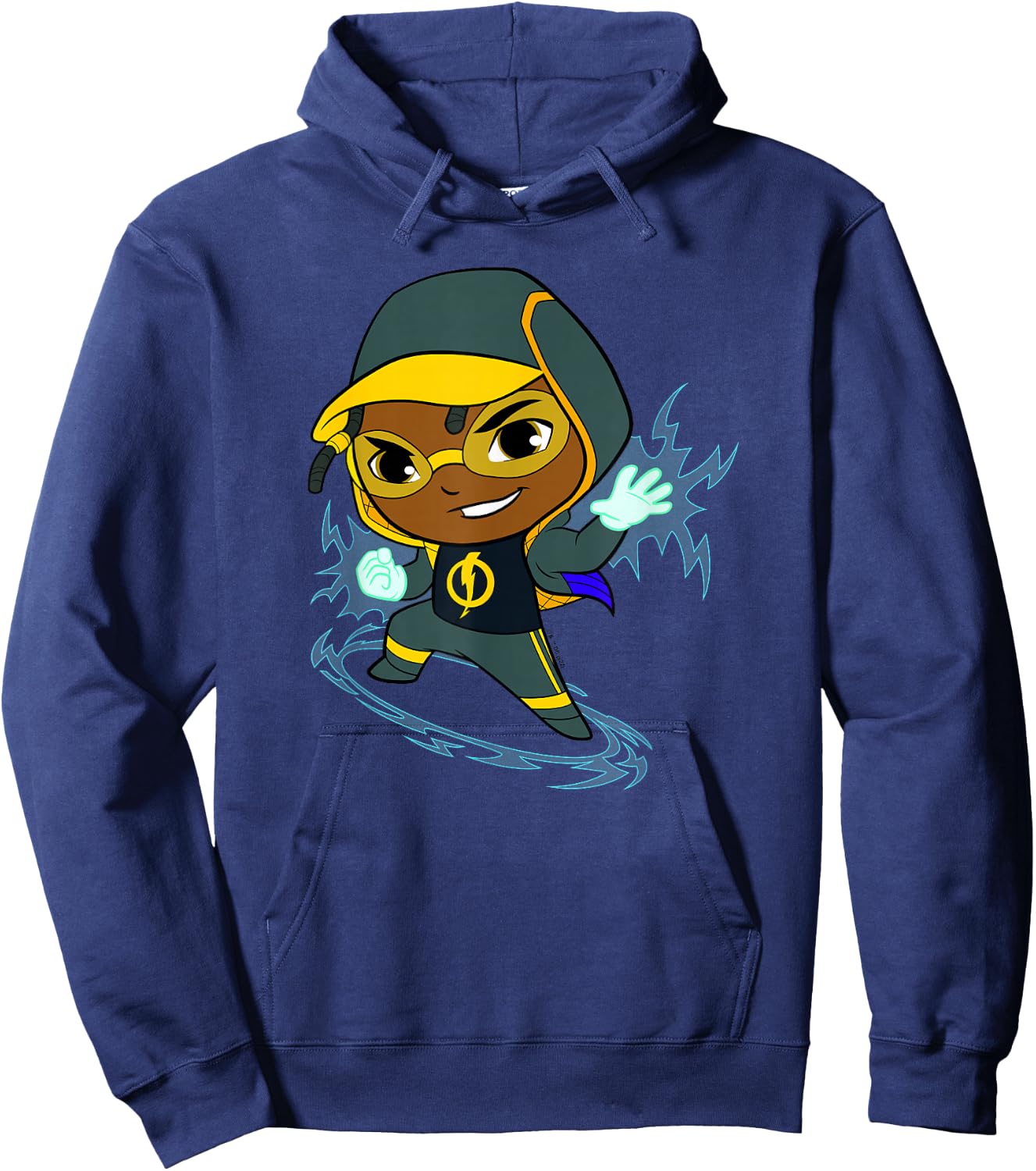 DC Super Friends Static Shock Big Character Portrait Hoodie - Hoodie | Navy