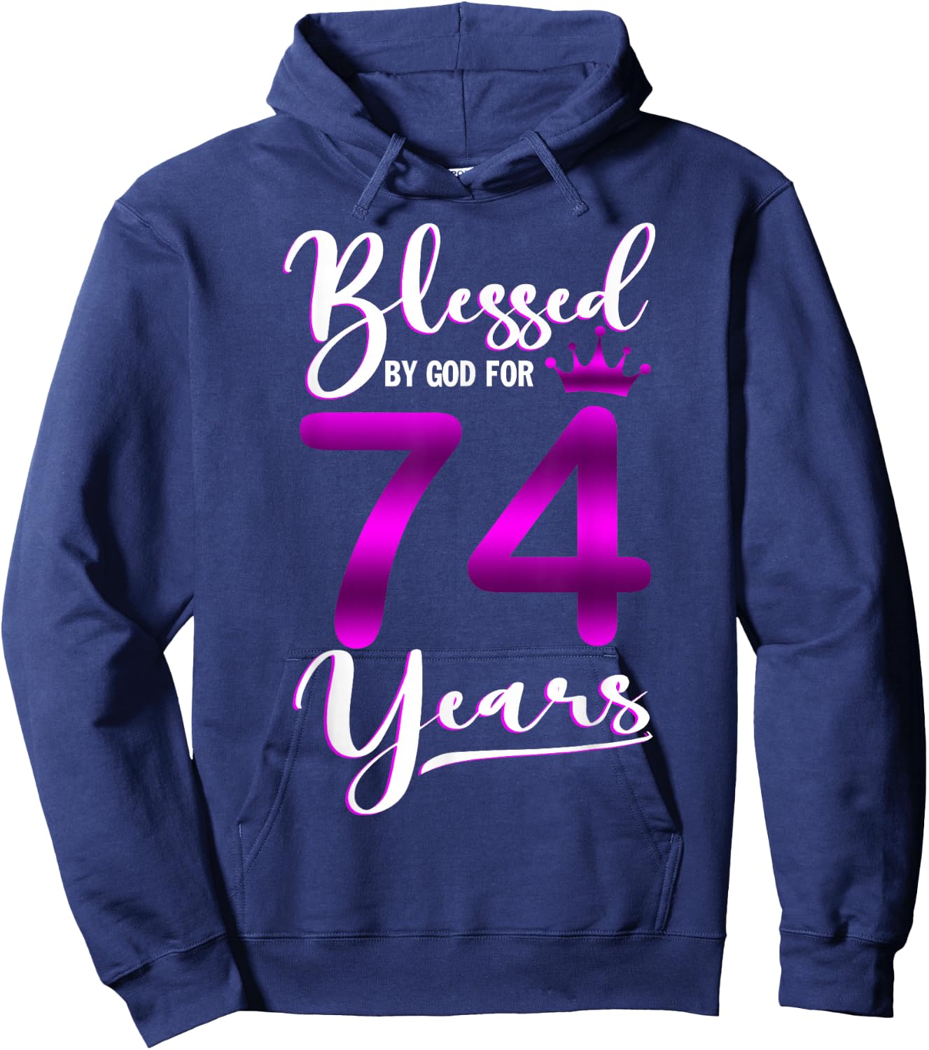Vintage Blessed by God For 74 Years Old Happy 74th Birthday Hoodie - Hoodie | Navy