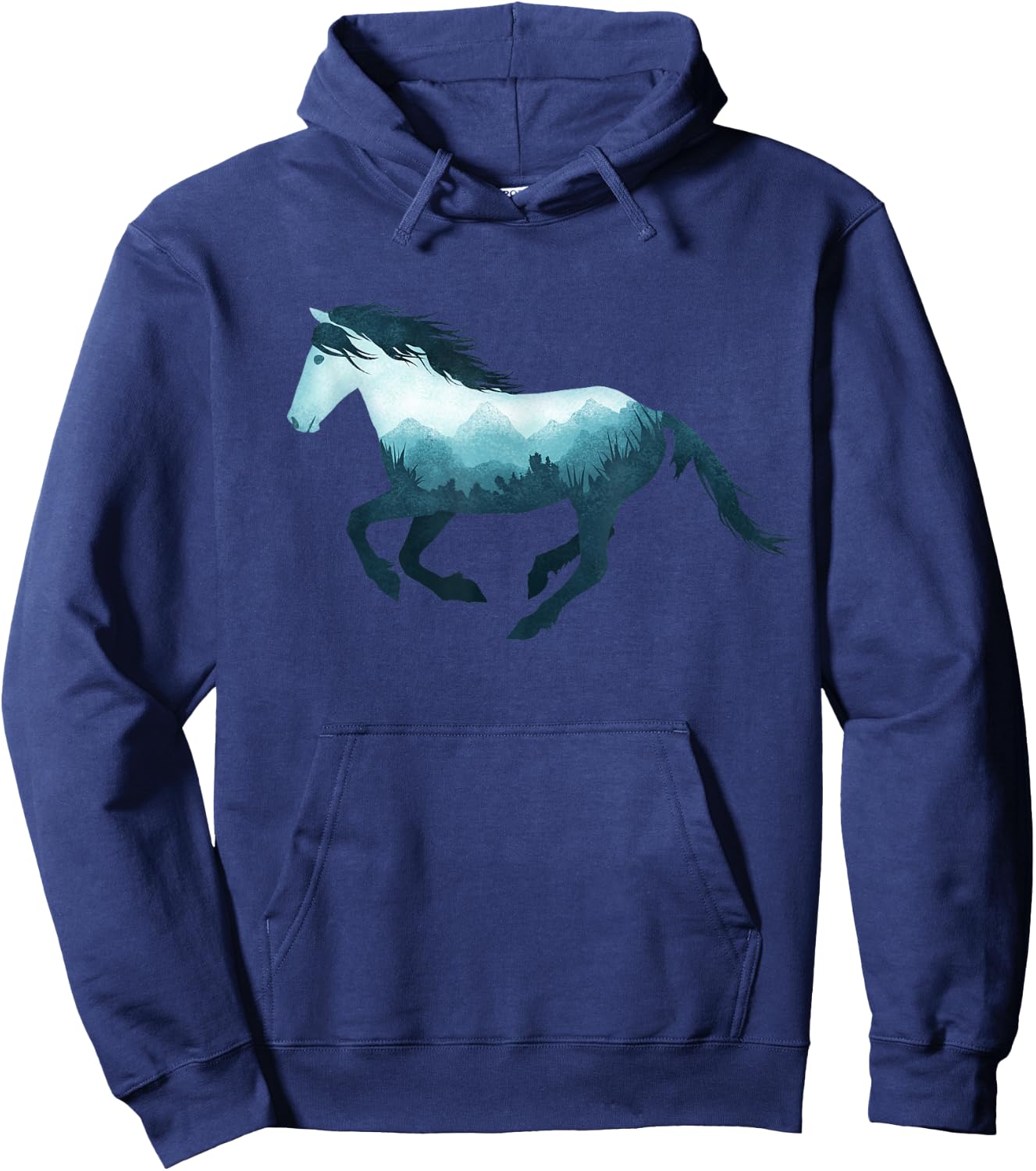 Wild Horse Mustang Equine Double Exposure Wildlife Animal Hoodie - Hoodie | Navy