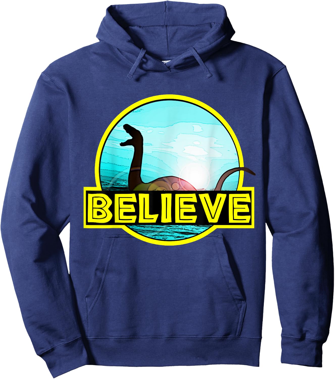 Believe Sea Monsters Ocean Plesiosaur Dinosaur Nessie Champ Hoodie - Hoodie | Navy