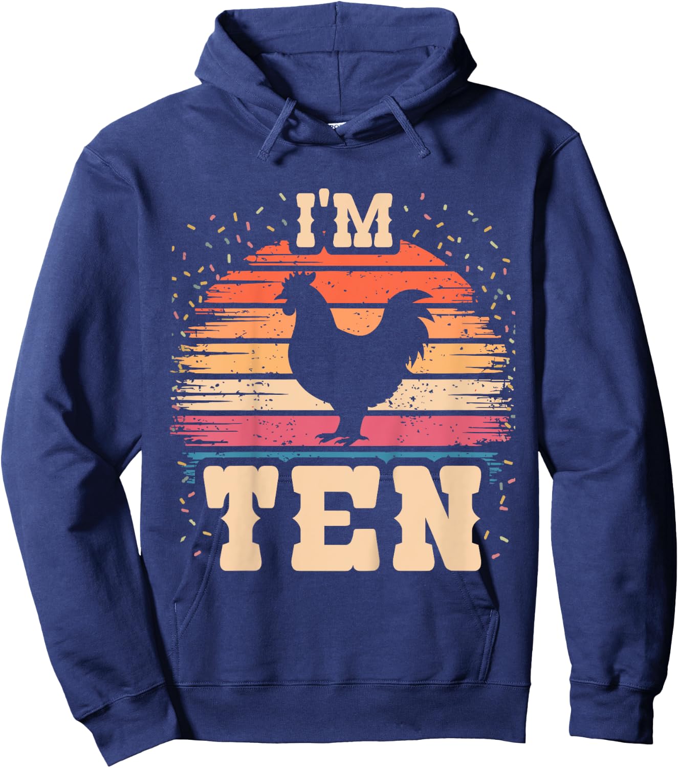 Chicken 10 Year Old Birthday Boy Girl 10th Chicken Birthday Hoodie - Hoodie | Navy