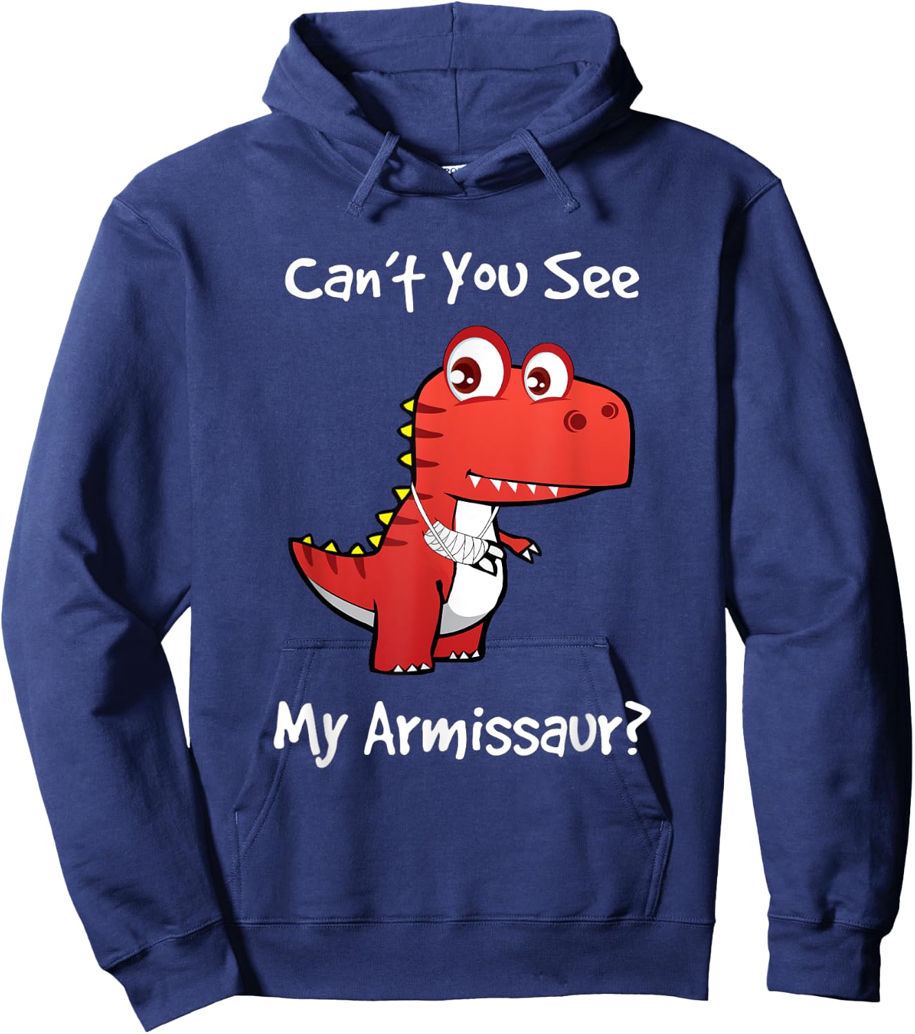 Funny Get Well Broken Arm Dinosaur with a Cast My Armissaur Hoodie - Hoodie | Navy