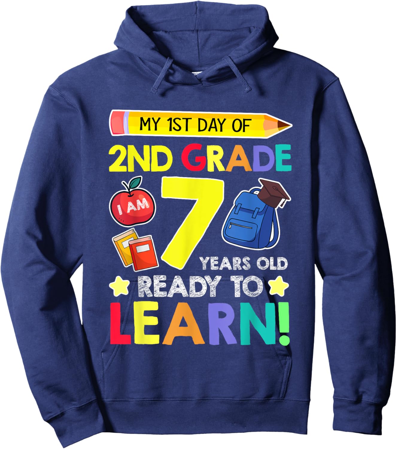 2nd Grade Back to First Day of School Gifts Boys Girls Hoodie - Hoodie | Navy
