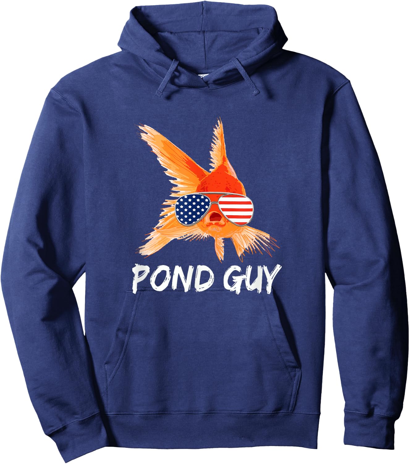 Pond Guy Goldfish Shirt Koi Carp Fish in USA Flag Sunglasses Kids Men Hoodie - Hoodie | Navy