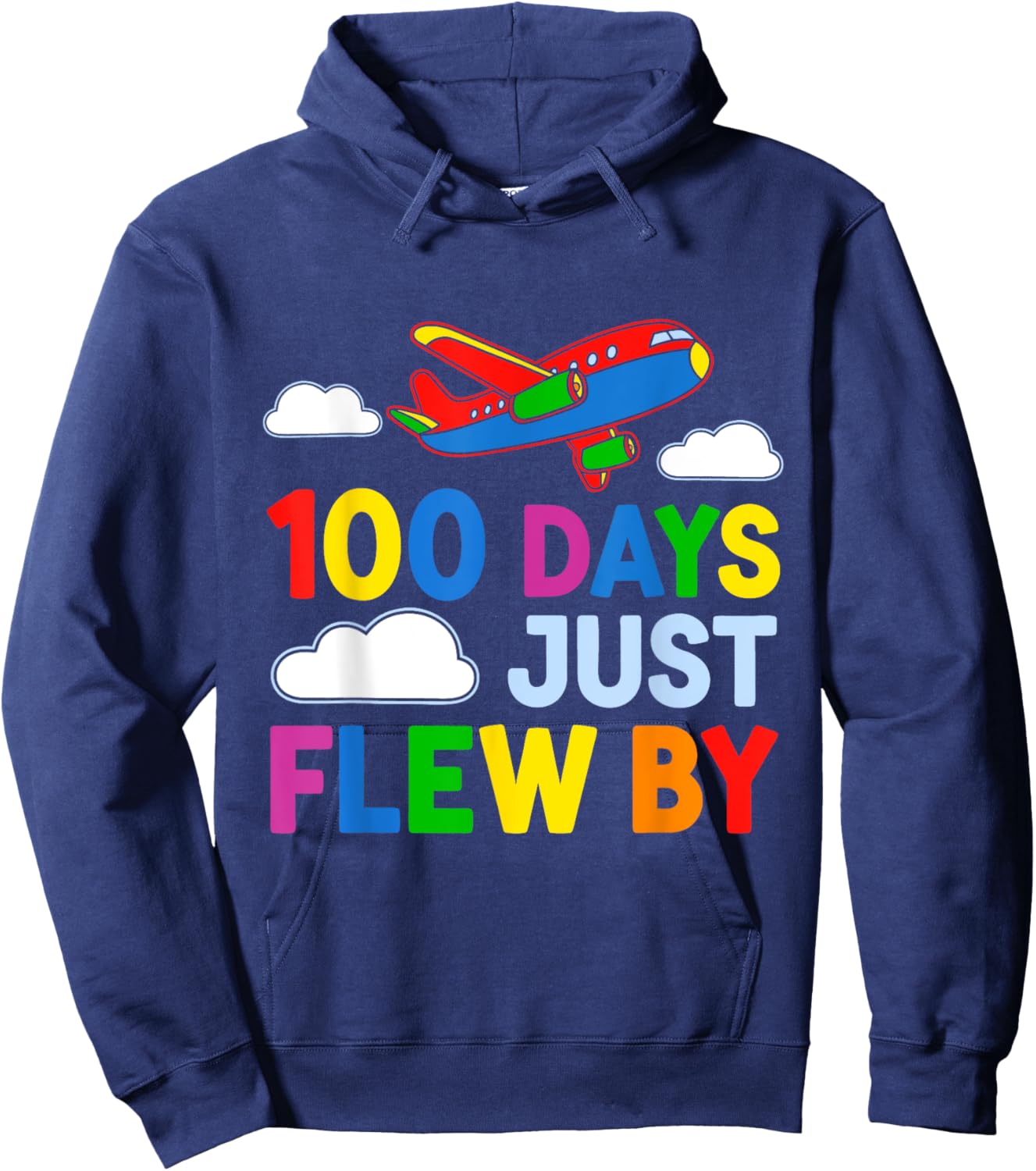 100 Days Just Flew By Airplane 100th Day Of School Kids Teen Hoodie - Hoodie | Navy