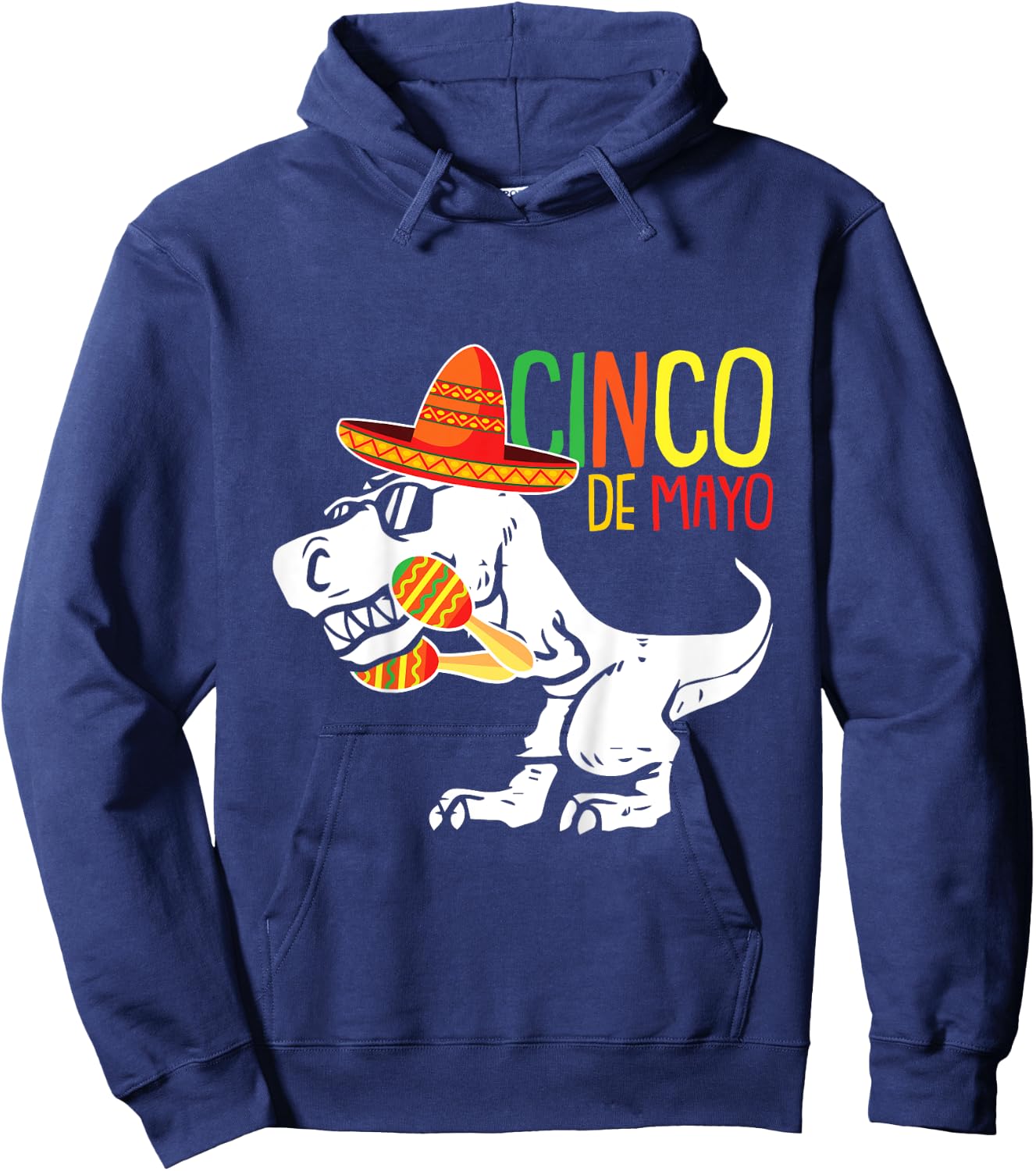 Cinco De Mayo T-Rex Cute Sombrero Dino-saur Mexican Party Hoodie - Hoodie | Navy