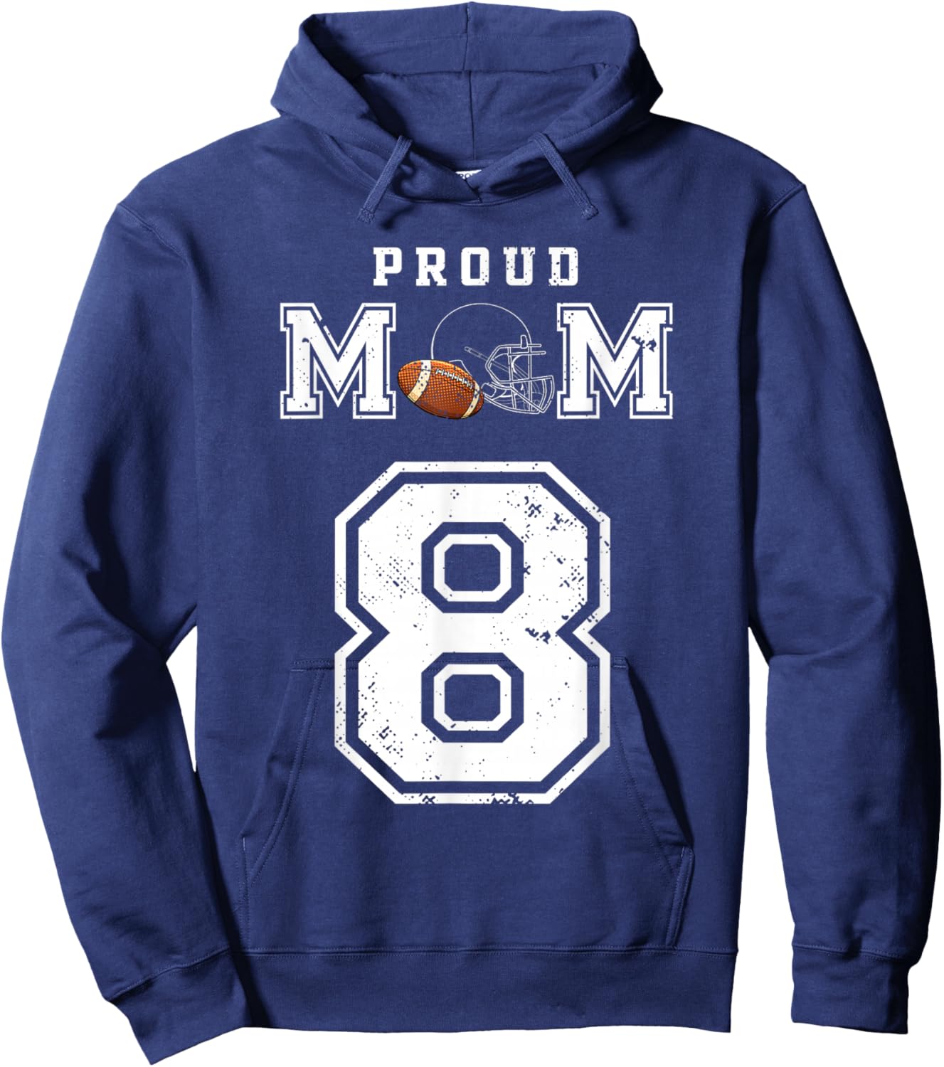 Custom Proud Football Mom Number 8 Personalized Hoodie - Hoodie | Navy