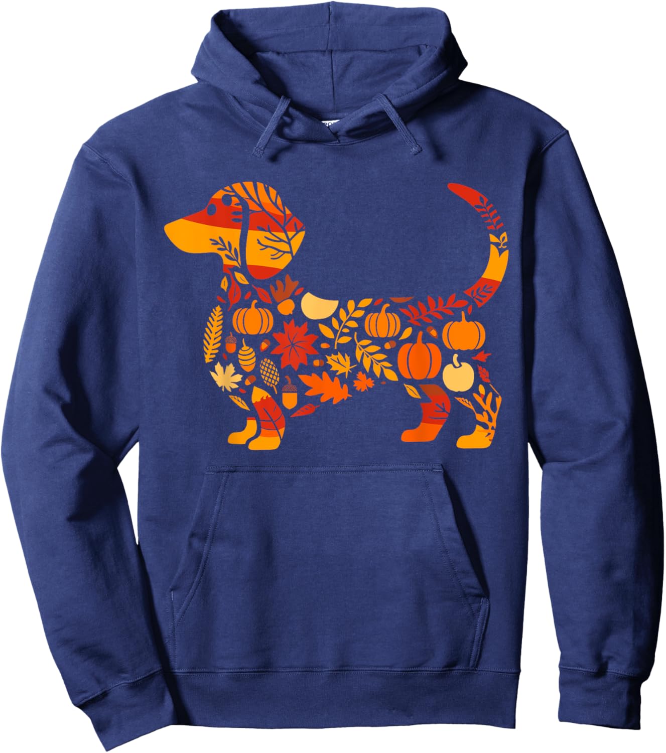 Autumn Pumpkin Fall Dachshund Thanksgiving Kids Hoodie - Hoodie | Navy