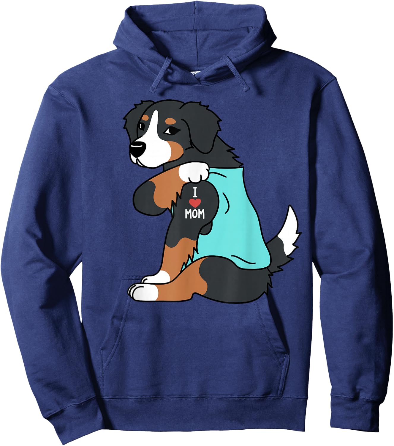 I Love Mom Tattoo Bernese Mountain Dog Funny Mother's Day Hoodie - Hoodie | Navy