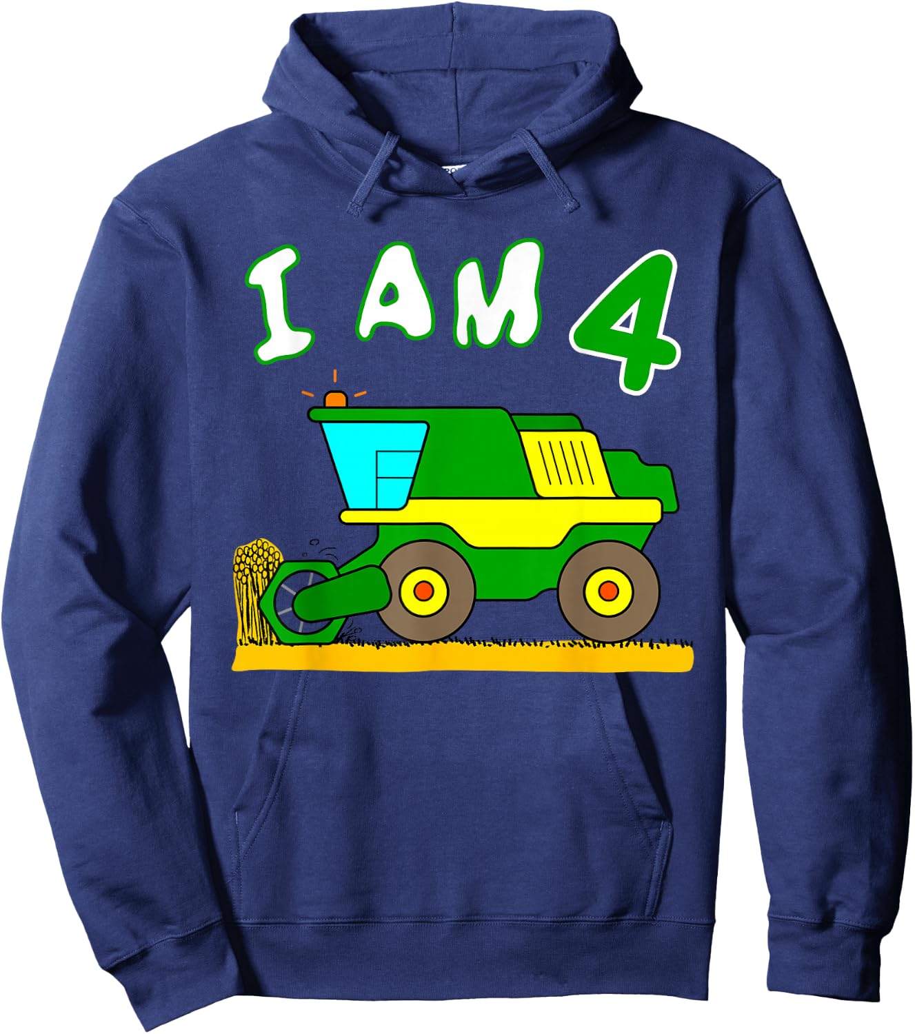 Combine Harvester Birthday 4 Year Hoodie - Hoodie | Navy