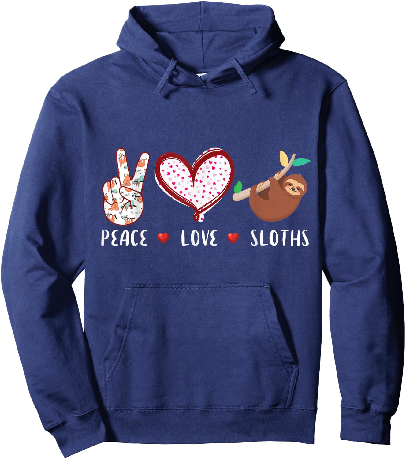Peace Love Sloths Gifts Men Women Kids Boys & Girls Sloth Hoodie - Hoodie | Navy