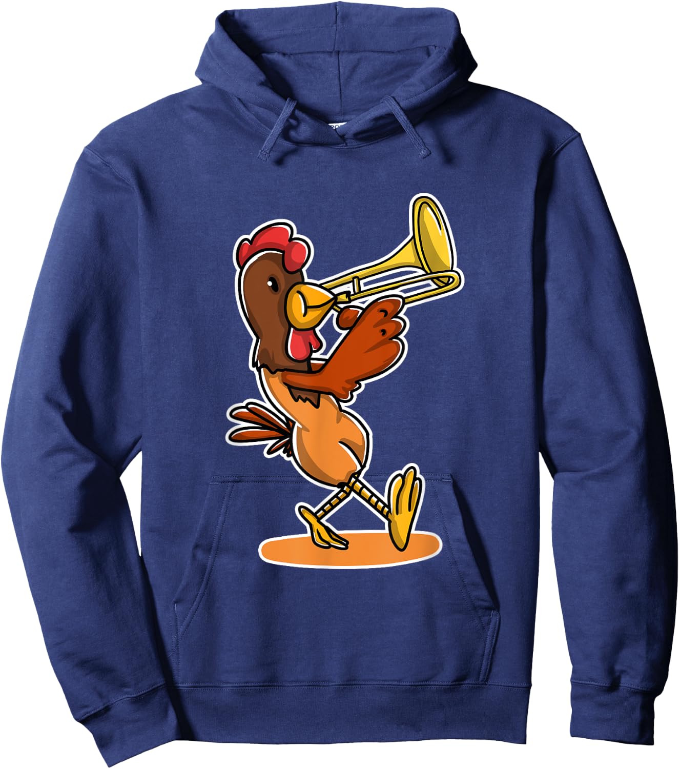 Funny Chicken Playing Trumpet Lover Gift Trumpeter Gifts Hoodie - Hoodie | Navy
