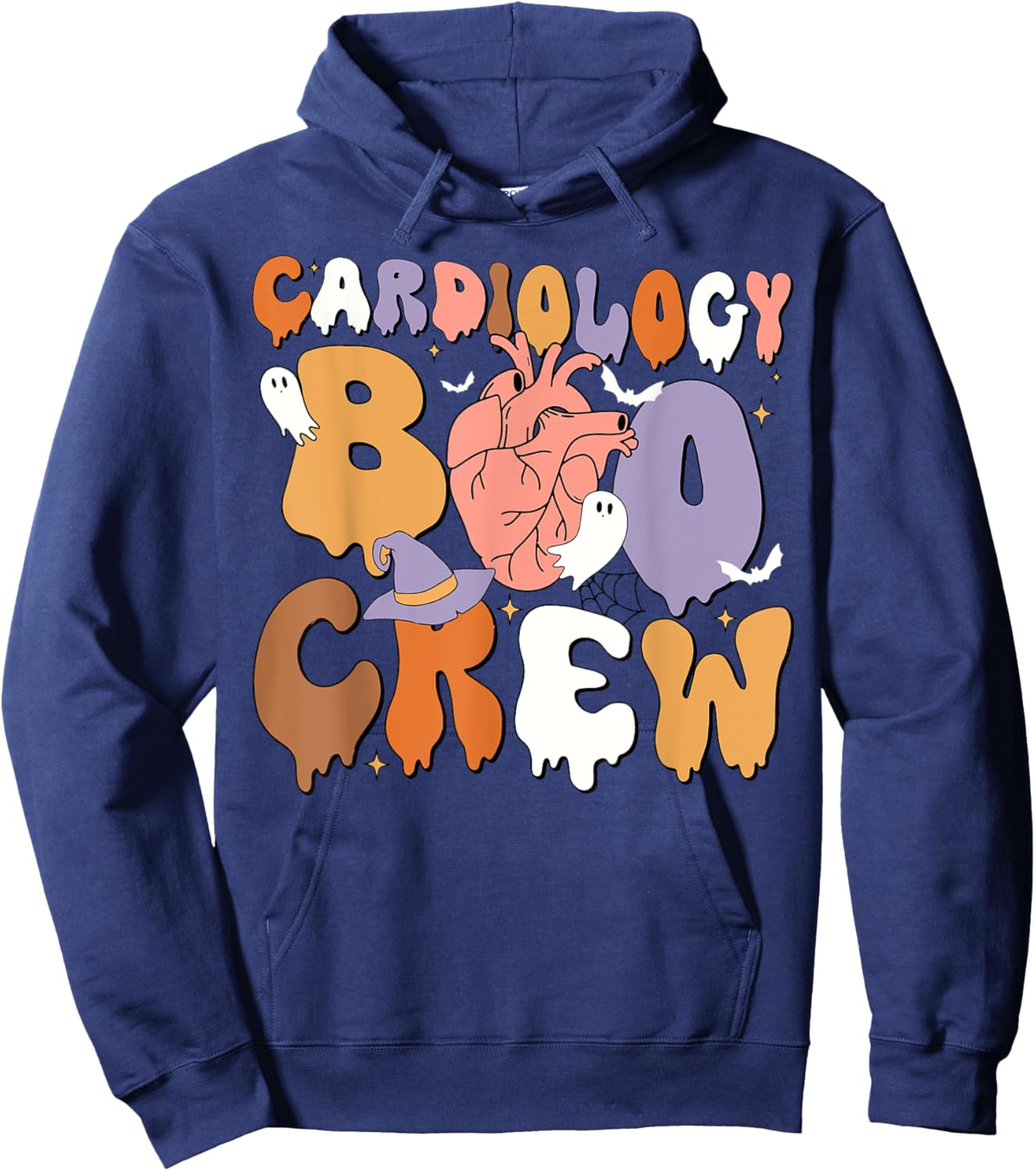 Retro Cardiology Boo Crew CVICU Cardiac Nurse Halloween Hoodie - Hoodie | Navy