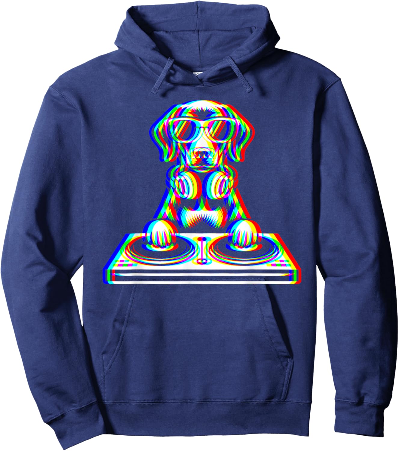 Funny German Shorthaired Pointer DJ Glitch Rave EDM Music Hoodie - Hoodie | Navy
