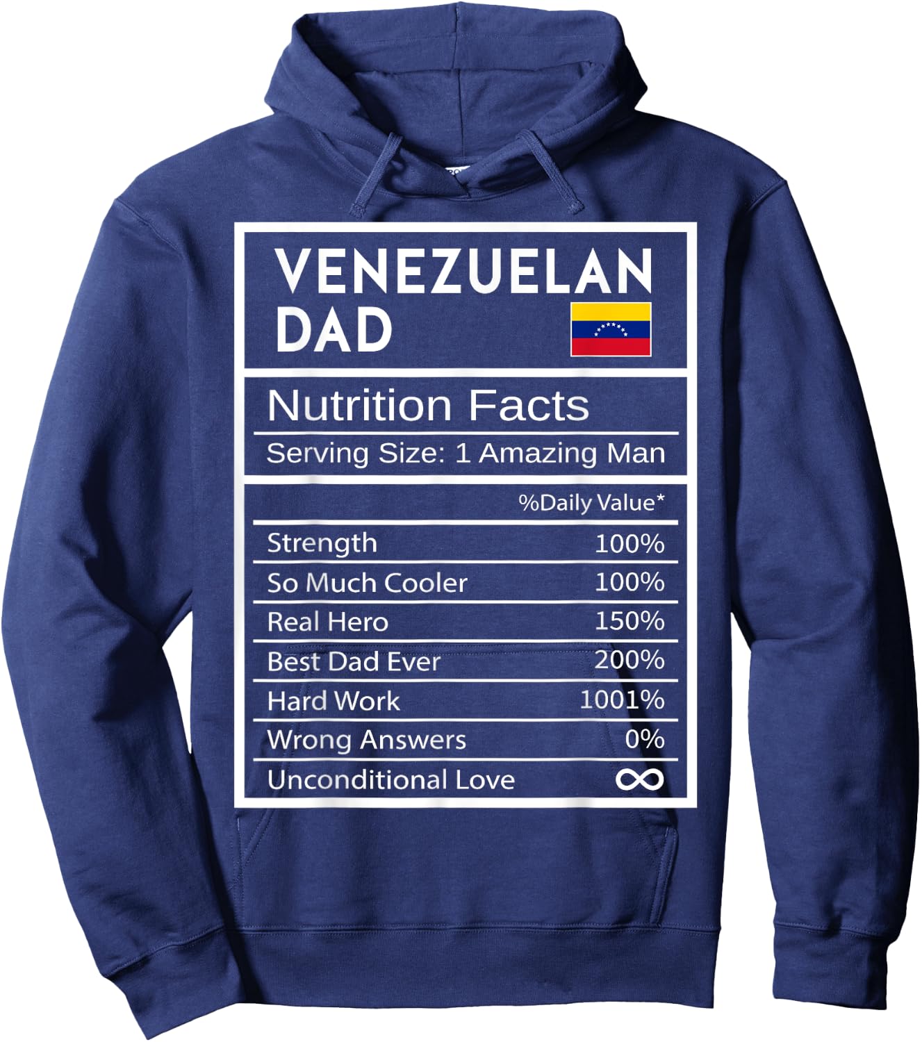 Venezuelan Dad Nutrition Facts National Pride Gift Dad Hoodie - Hoodie | Navy
