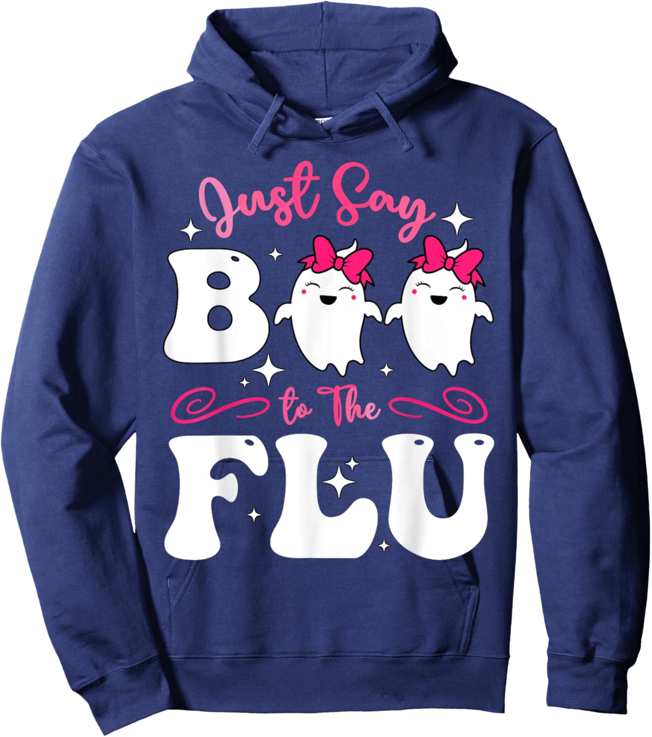 Say Boo To The Flu Halloween Coquette Bow Ghost Boo To Flu Hoodie - Hoodie | Navy
