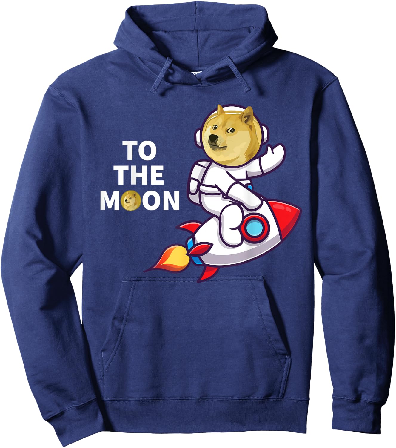 Dogecoin to the Moon Shirt Cool Doge Coin Crypto Currency Hoodie - Hoodie | Navy