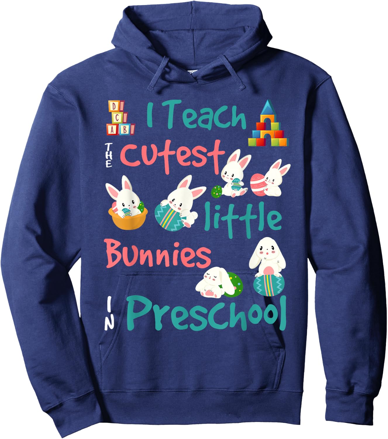 Easter Preschool Teacher Shirt Gift Easter Shirts Hoodie - Hoodie | Navy