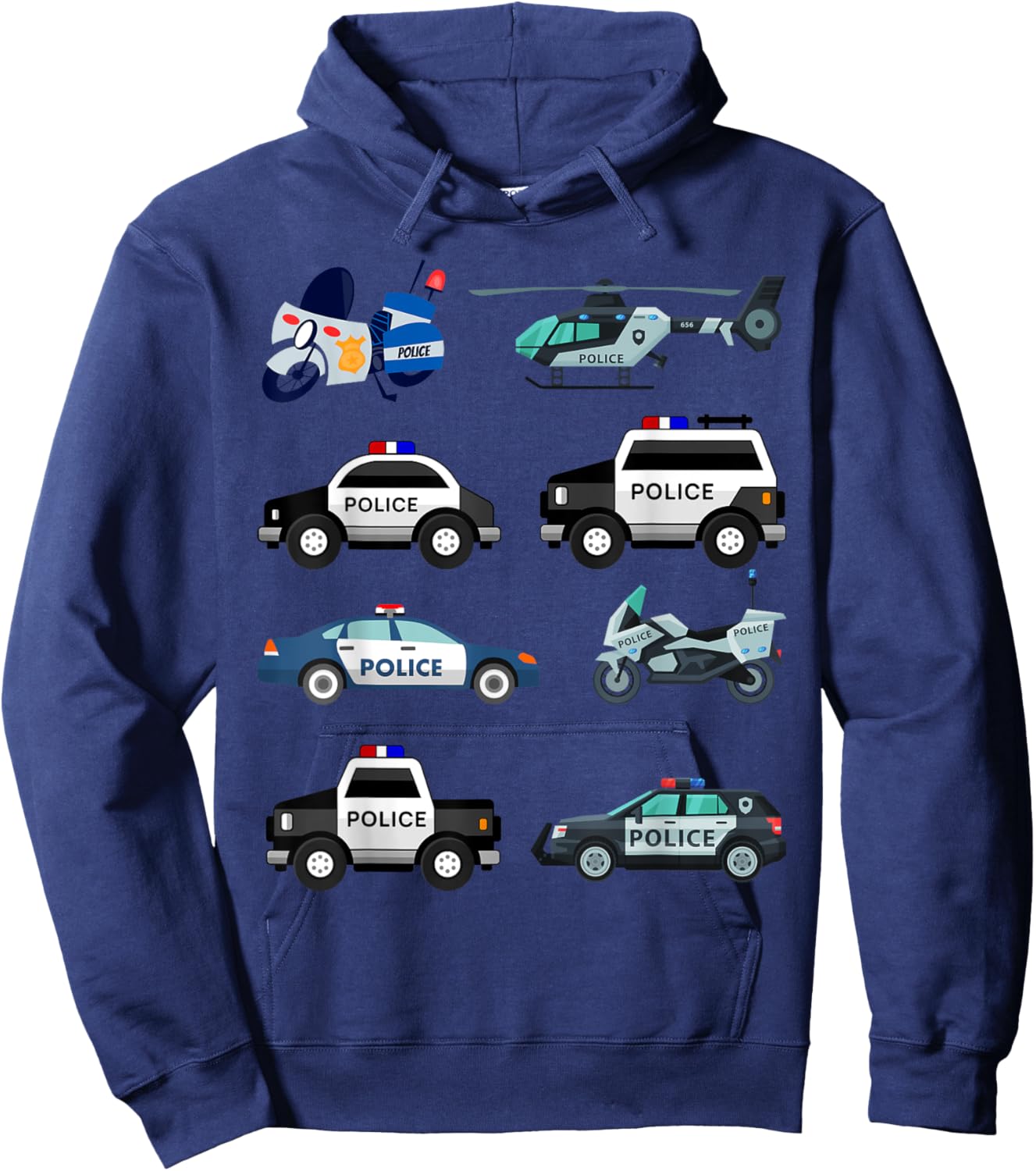 Police Vehicles for Kids Men Women Cop Cars Boys Toddler Hoodie - Hoodie | Navy
