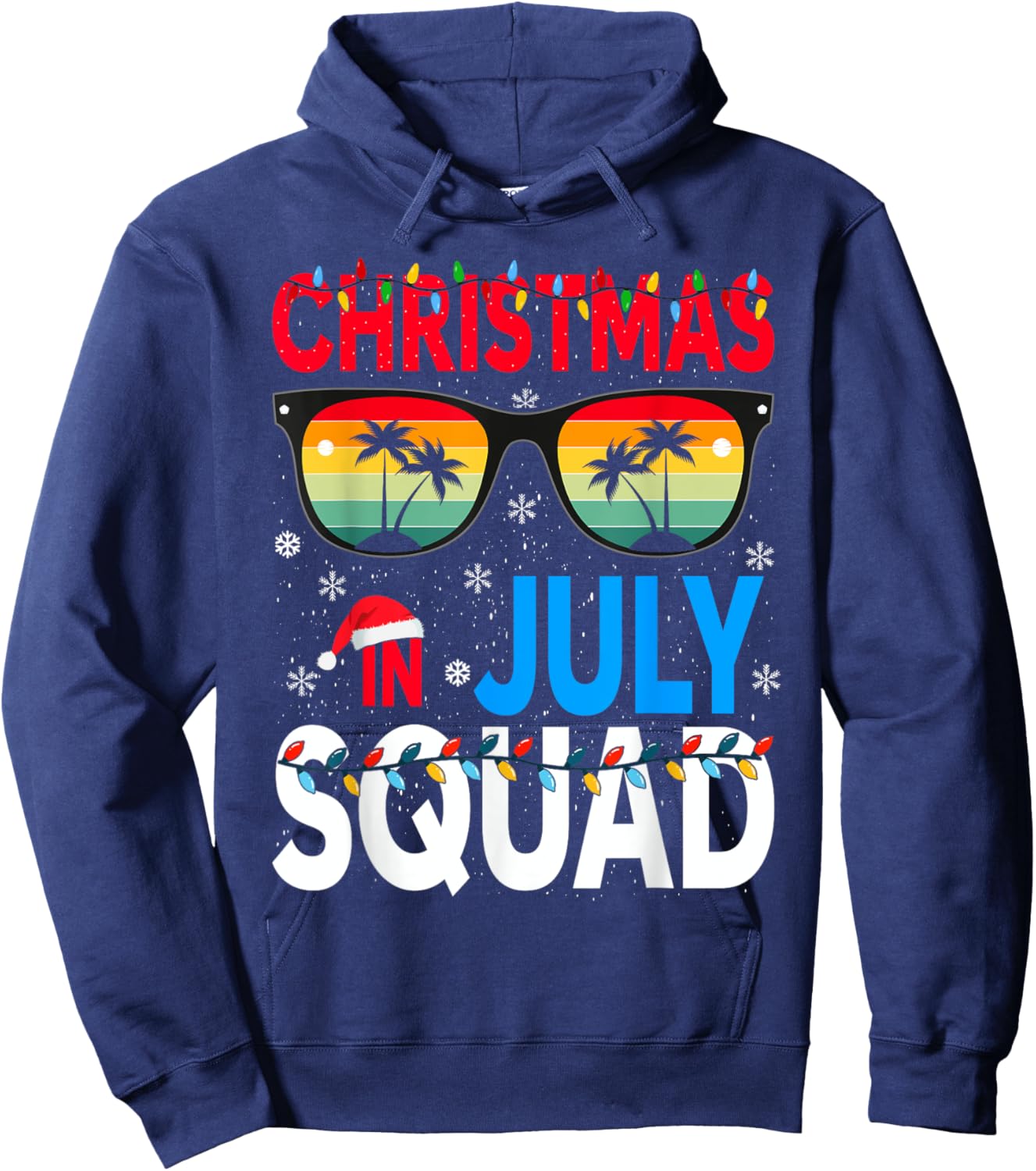 Christmas In July Squad Family Beach Vacation Summer Hoodie - Hoodie | Navy