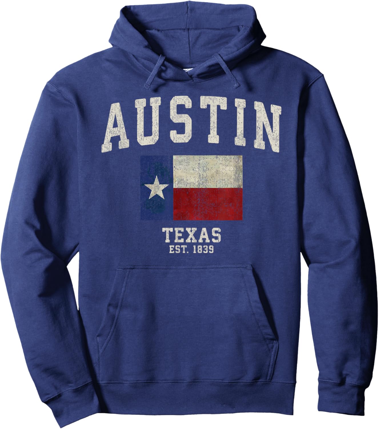 Distressed Austin Texas State Flag Hoodie - Hoodie | Navy